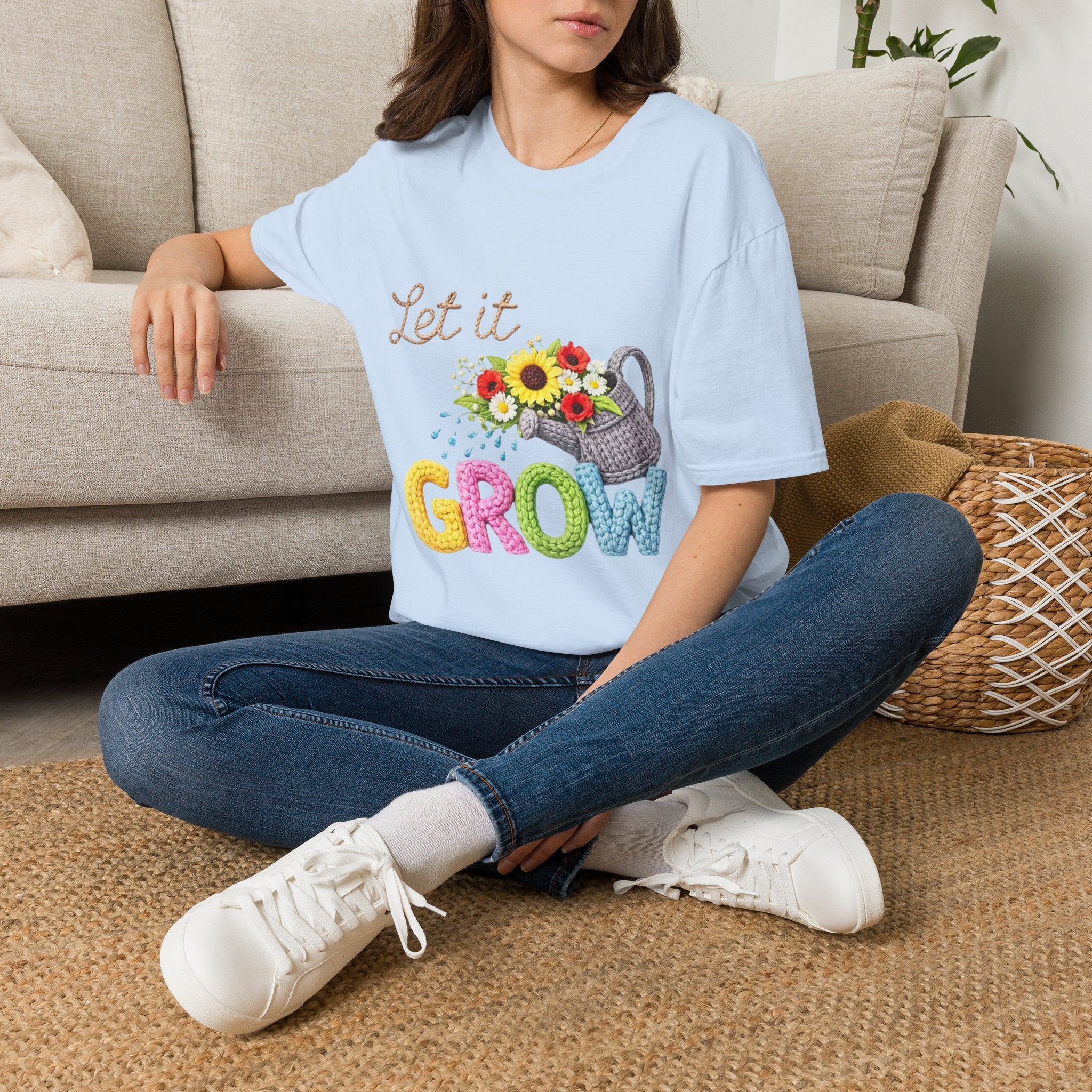 Let It Grow T-Shirt — Floral Watering Can Garden Tee
