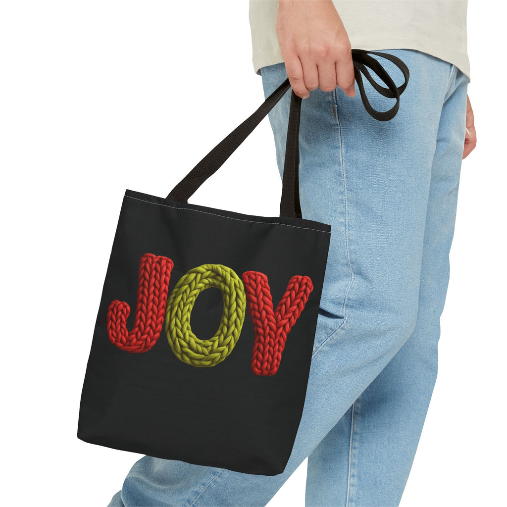 Christmas Tote Bag  Festive Holiday DesigJoy Knit Tote Bag  Colorful 'JOY' Yarn Design, Cozy Holiday Gift Tote