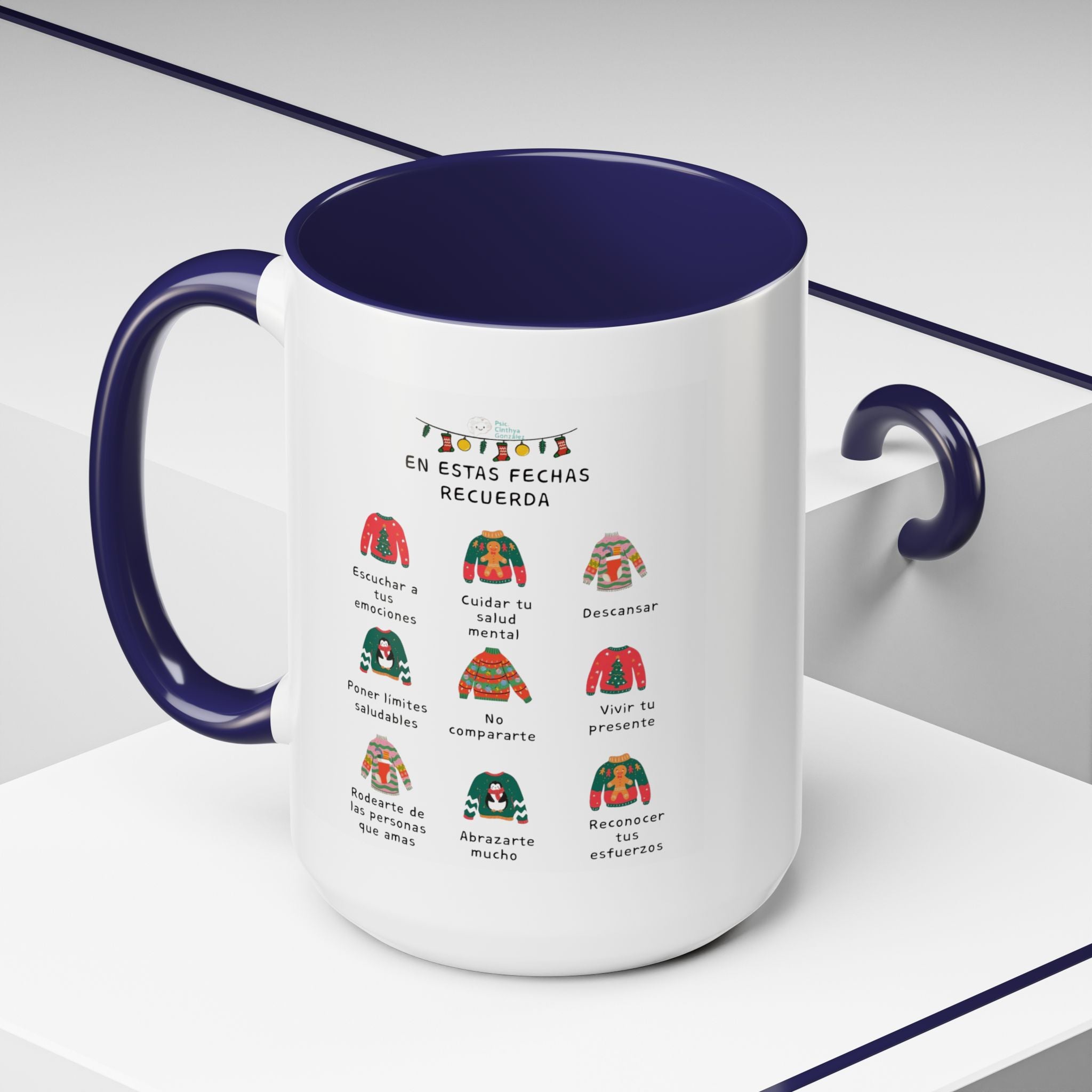Coffee Mug — 'En Estas Fechas Recuerda' Holiday Sweater Reminder Accent Mug (11/15oz)
