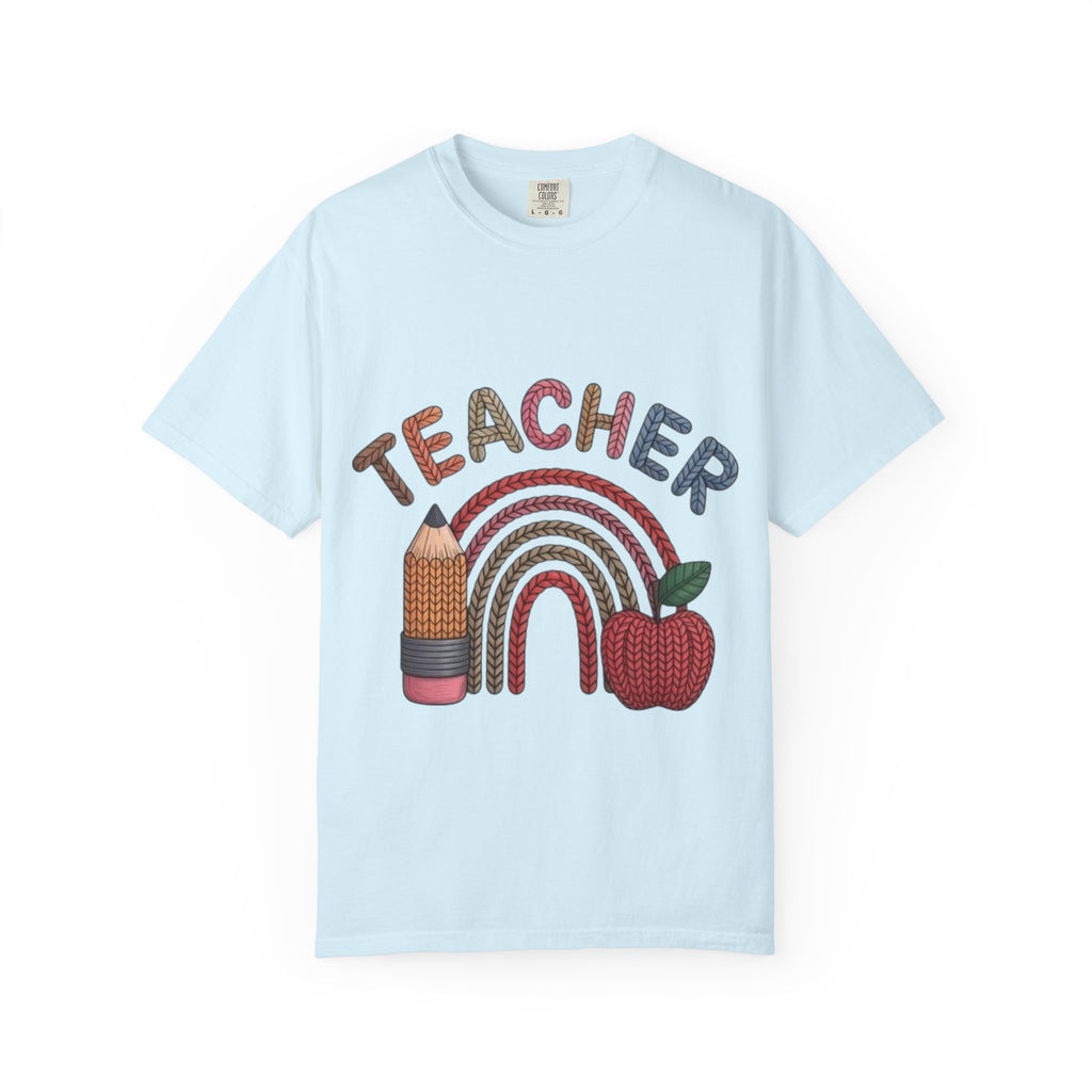 Teacher Rainbow Pencil & Apple T-Shirt — Back-to-School Gift for Educators