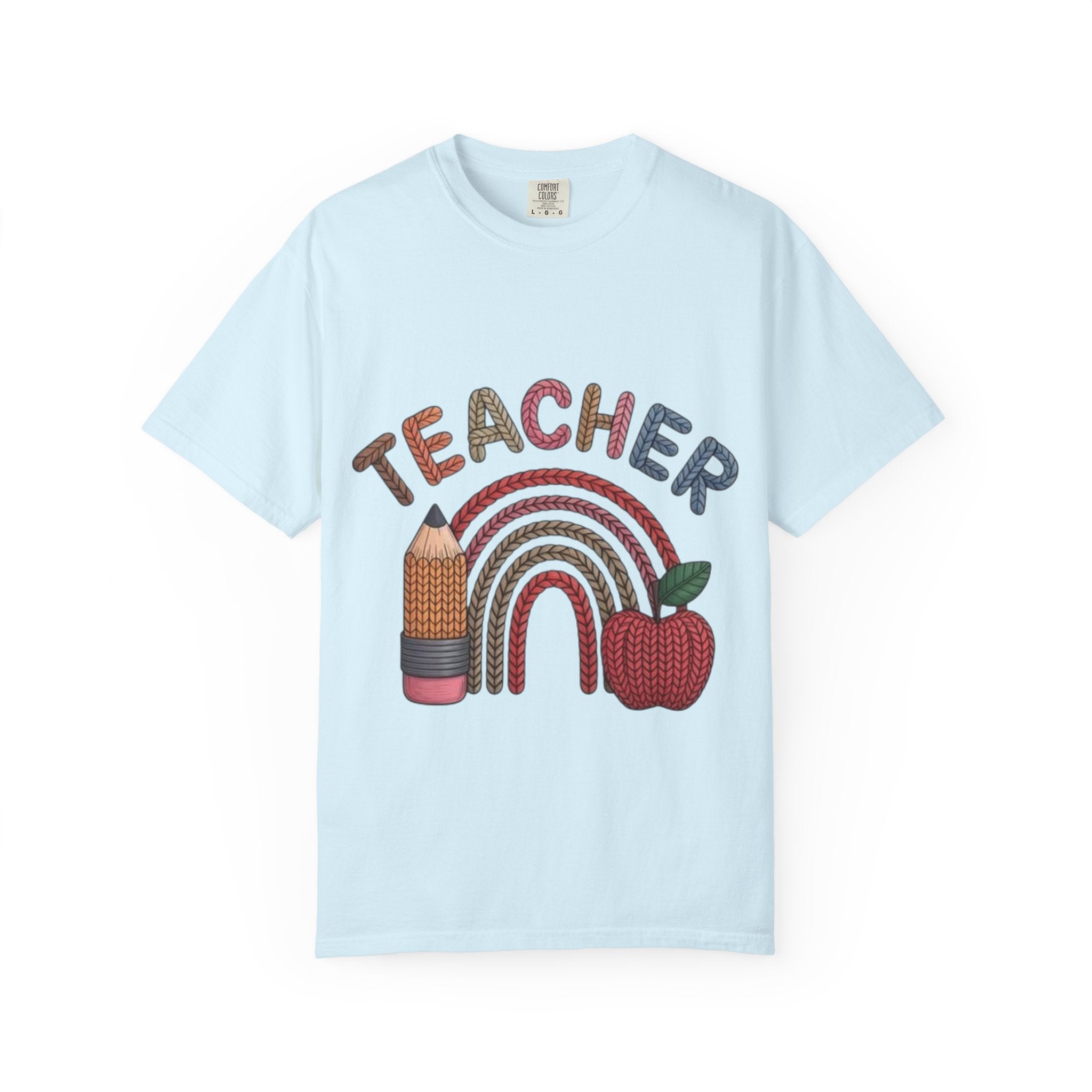 Teacher Rainbow Pencil & Apple T-Shirt — Back-to-School Gift for Educators