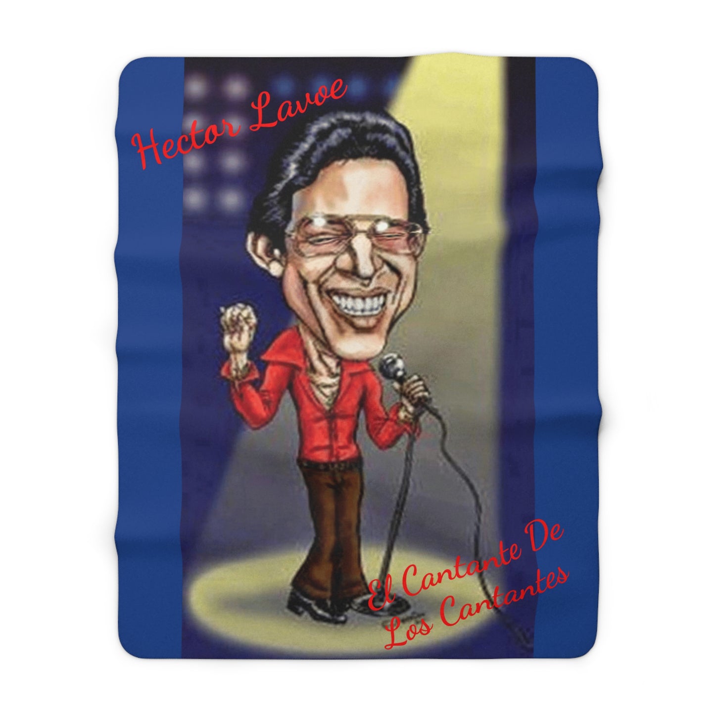 Sherpa Blanket – 'Hector Lavoe El Cantante De Los Cantantes' Caricature Fleece Throw Puerto Rico