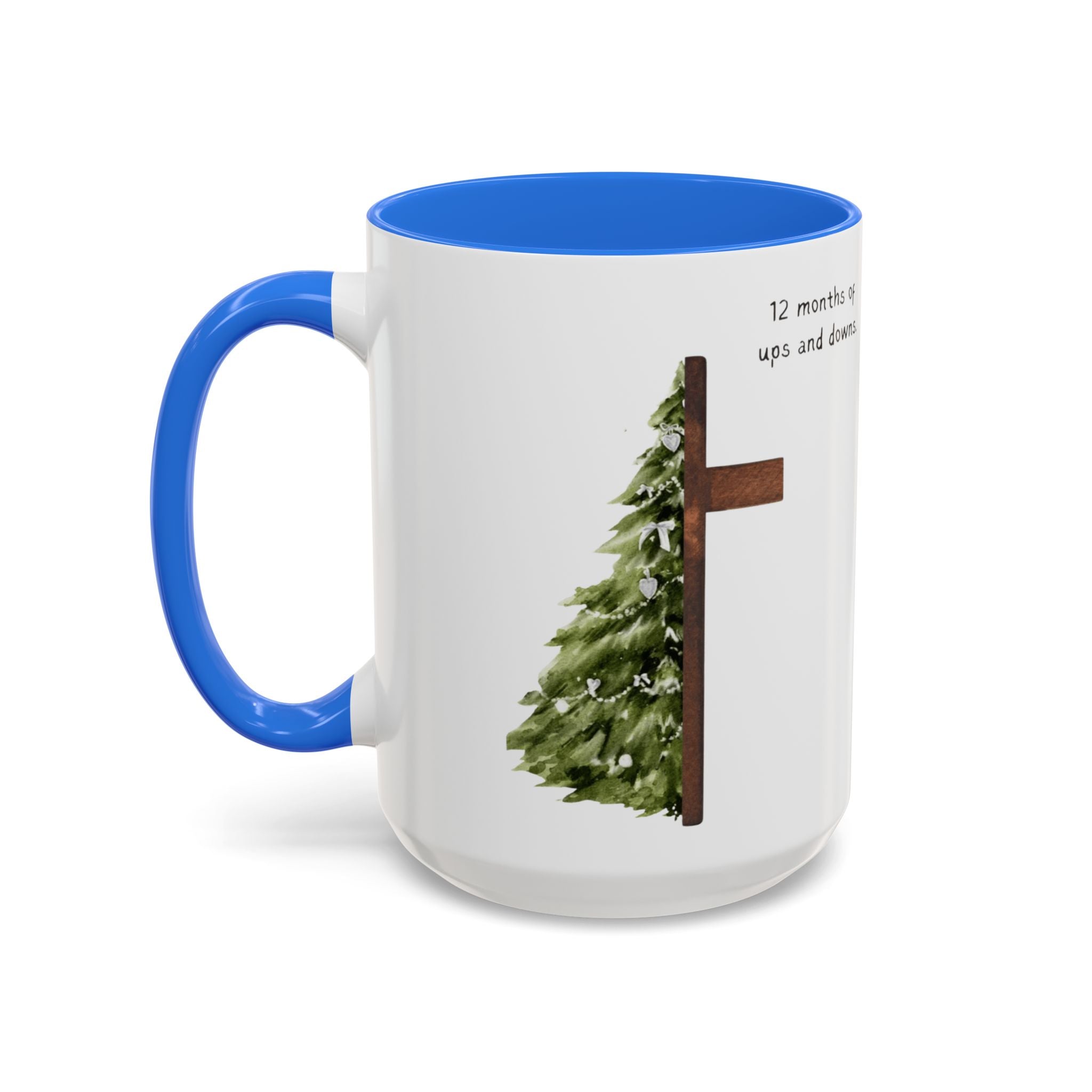 Christian Cross & Pine Tree Mug — Faith Reminder Coffee Cup (11oz/15oz)