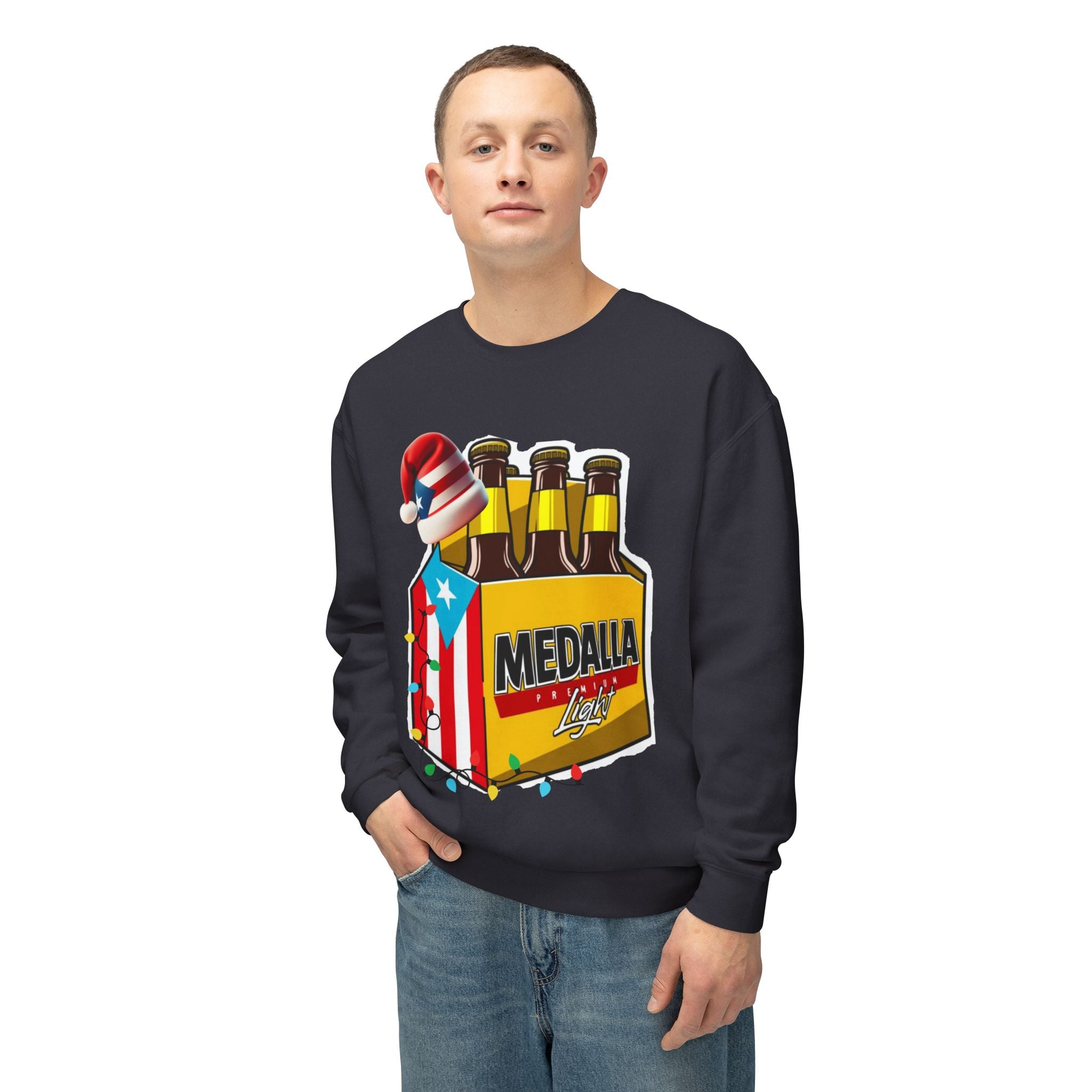 Medalla Light Puerto Rican Holiday Sweatshirt  Navidad Boricua Crewneck Puerto Rico Navidade
