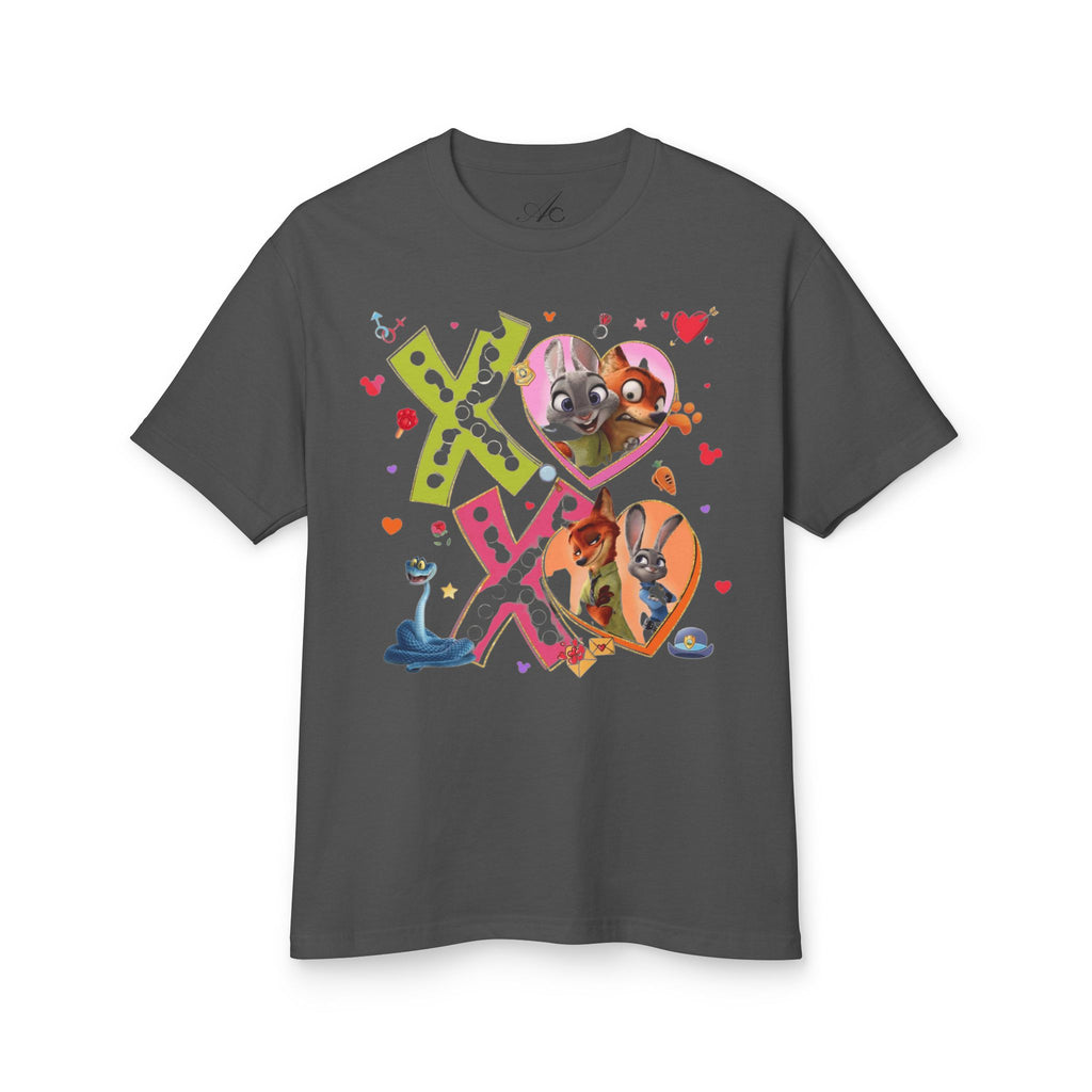 Valentine Cartoon Pets Tee  Cute Hearts & XOXO Graphic T-Shirt