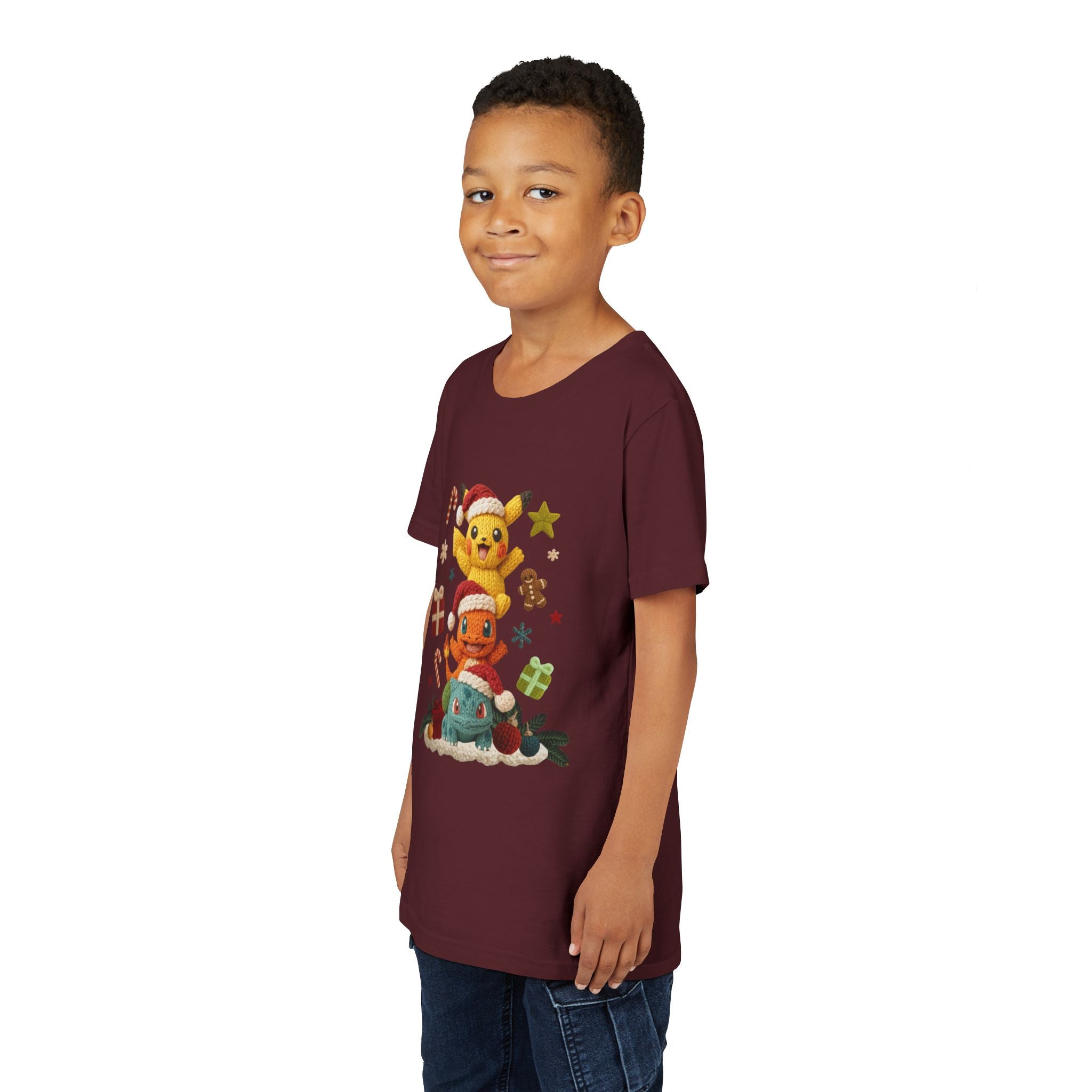 Kids Holiday Tee  Cute Stacked cartoon Characters Christmas Design