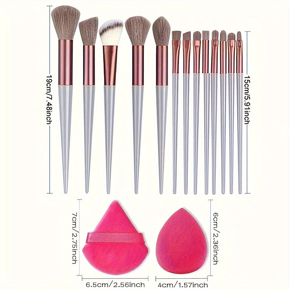 15Pcs Makeup Brush Set Soft Fluffy Professional Cosmetic Foundation Powder Eyeshadow Kabuki Blending Make Up Brush Beauty Tool Ideal For Makeup Beginner And Artist