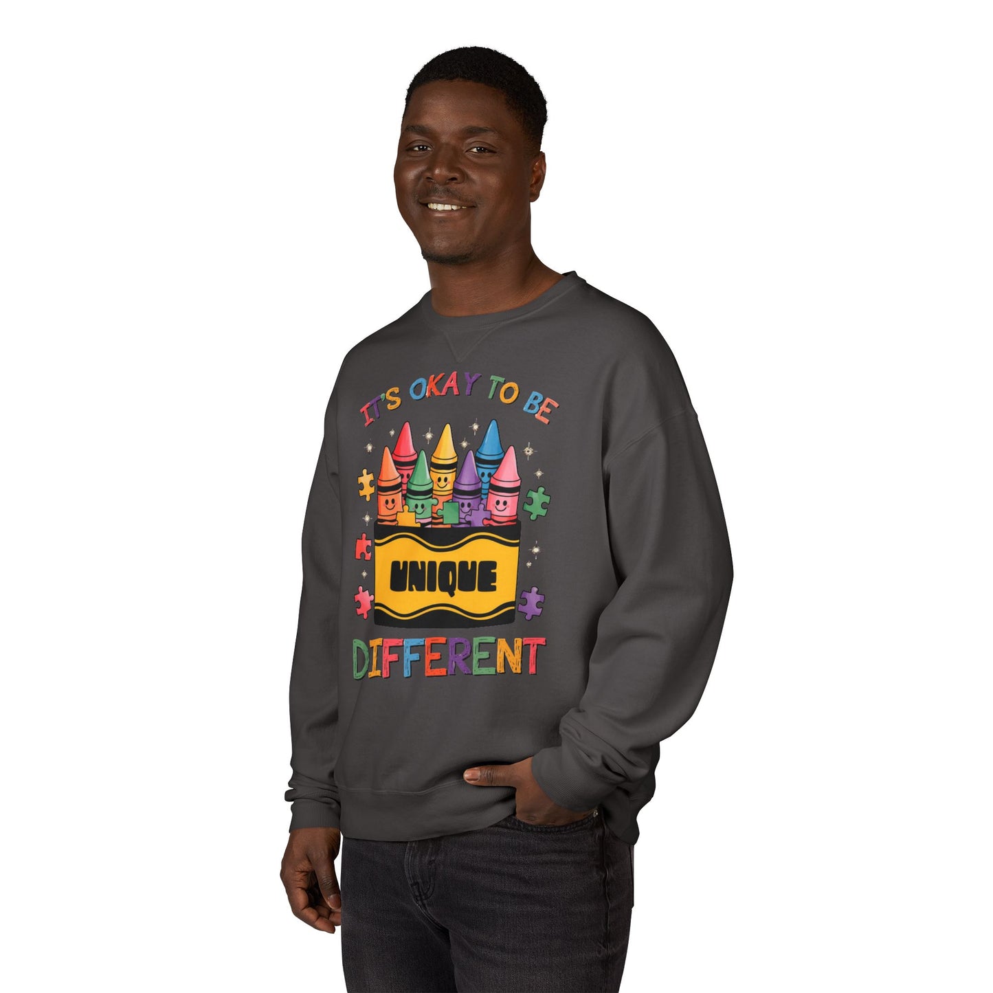 Autism Awareness & Pride Collection Unique & Different Crewneck Sweatshirt - Unisex ComfortWash®