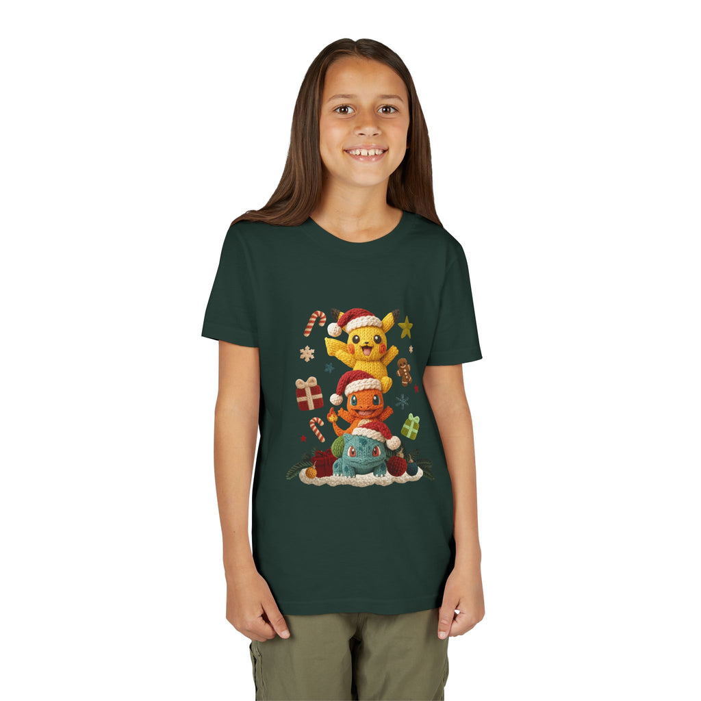 Kids Holiday Tee  Cute Stacked cartoon Characters Christmas Design