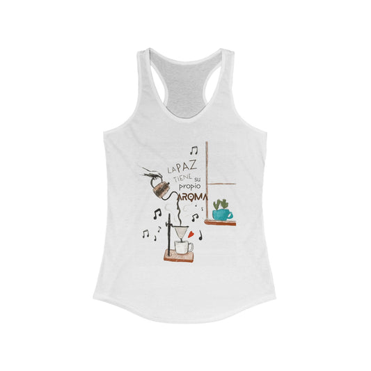 Fuerza, Belleza y Mensaje con Propósito. Cozy Coffee Vibes Racerback Tank | Gift for Coffee Lovers, Casual Wear, Summer Top, Music Inspired Apparel, Beachwear