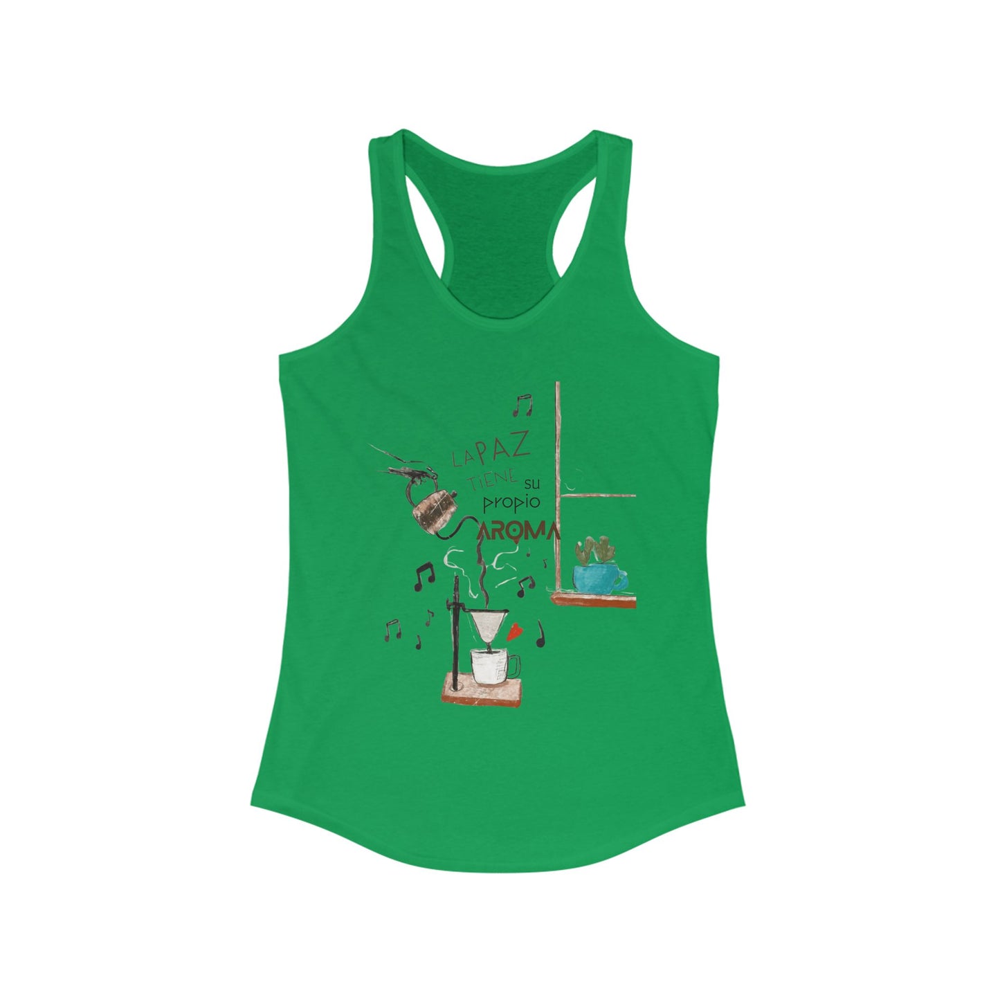Fuerza, Belleza y Mensaje con Propósito. Cozy Coffee Vibes Racerback Tank | Gift for Coffee Lovers, Casual Wear, Summer Top, Music Inspired Apparel, Beachwear