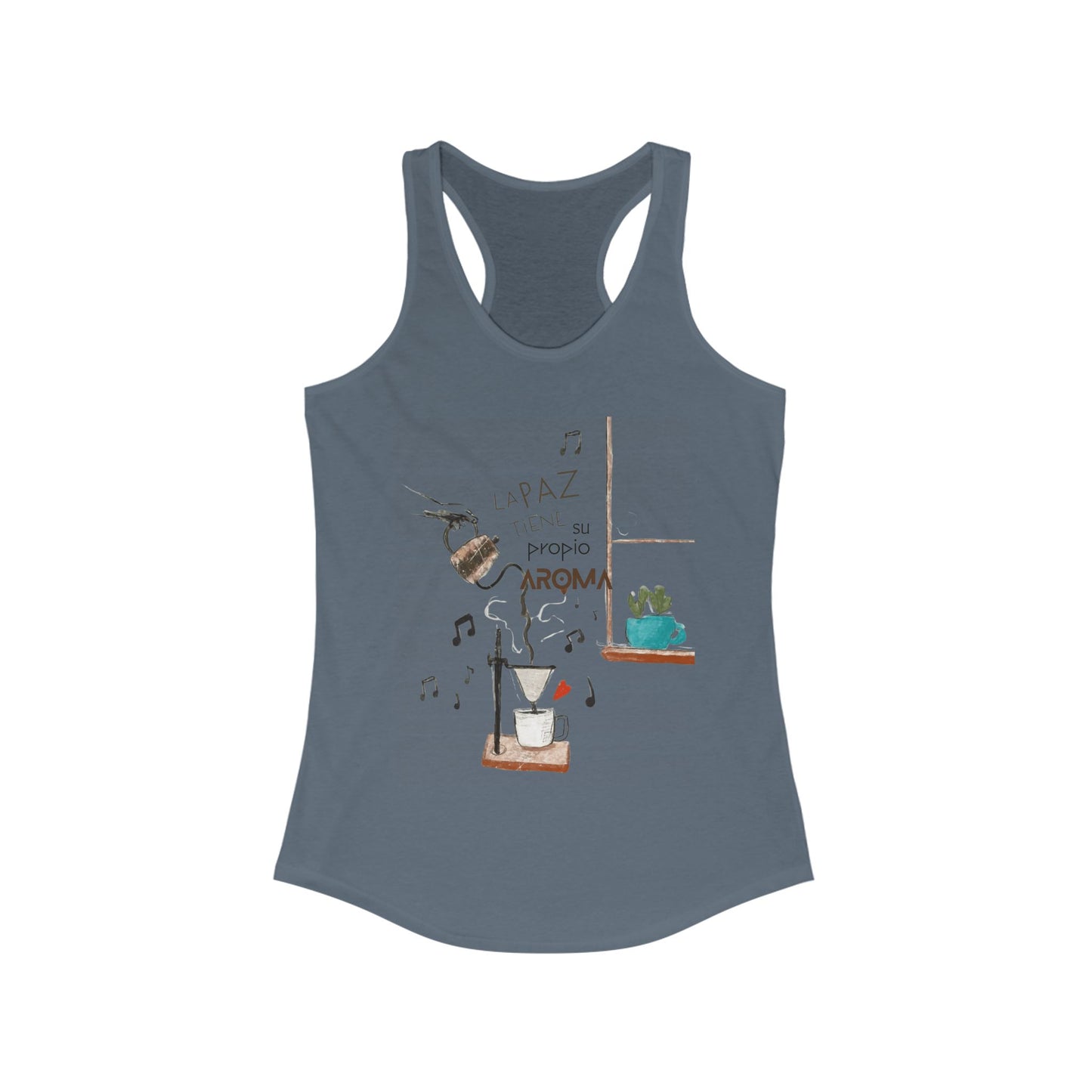 Fuerza, Belleza y Mensaje con Propósito. Cozy Coffee Vibes Racerback Tank | Gift for Coffee Lovers, Casual Wear, Summer Top, Music Inspired Apparel, Beachwear