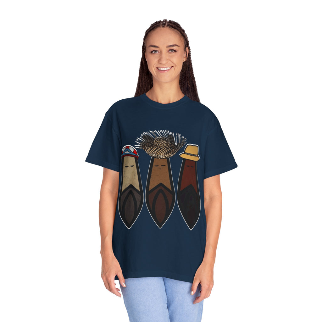 Puerto Rican Batey Cabin T-Shirt  Three Masks & Rustic House Graphic Tee Puerto Rico Navidades