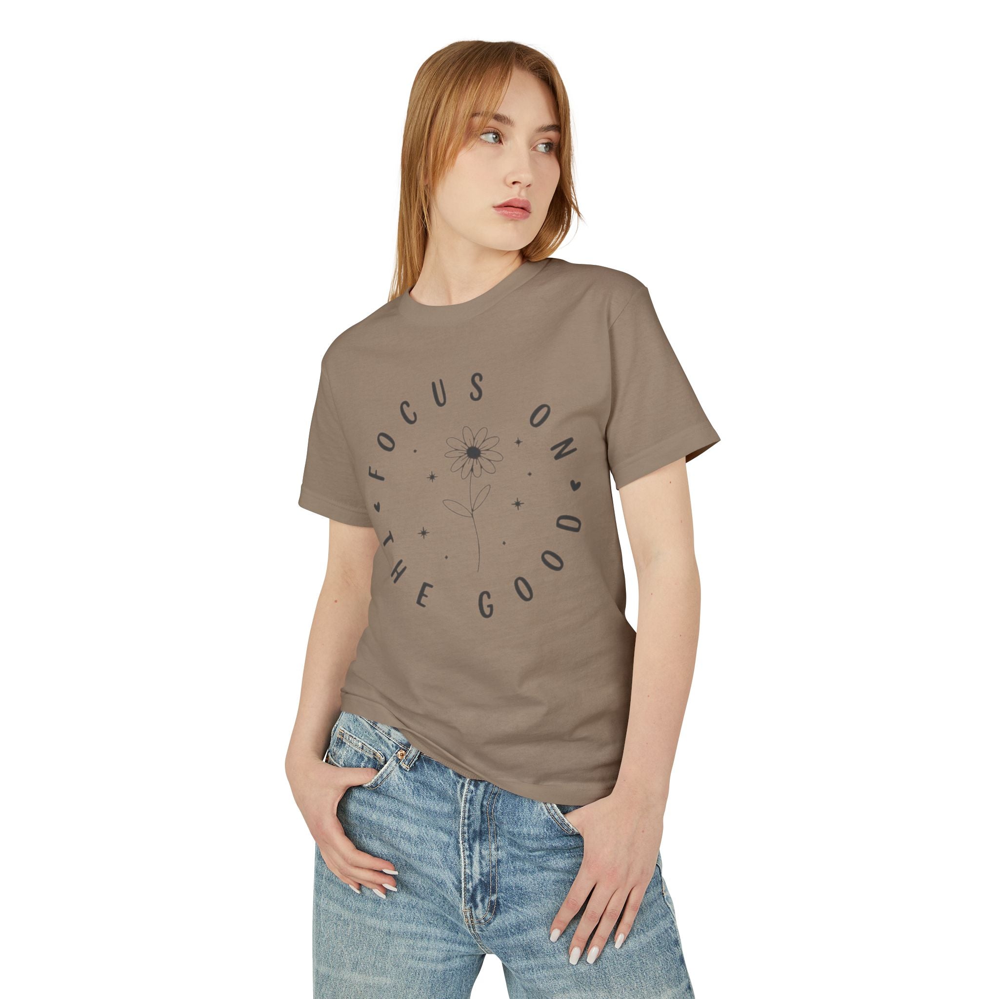 Focus on the Good Tee Positive Message Floral Graphic TShirt