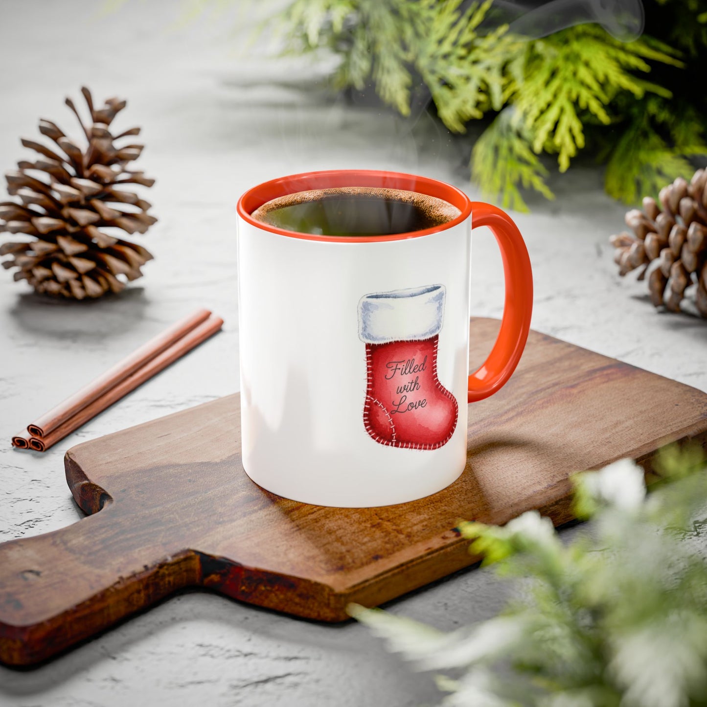 Holiday Mugs Christmas Gift Ideas Hot Cocoa & Coffee Cup Designs Filled with Love - Colorful 11oz & 15oz