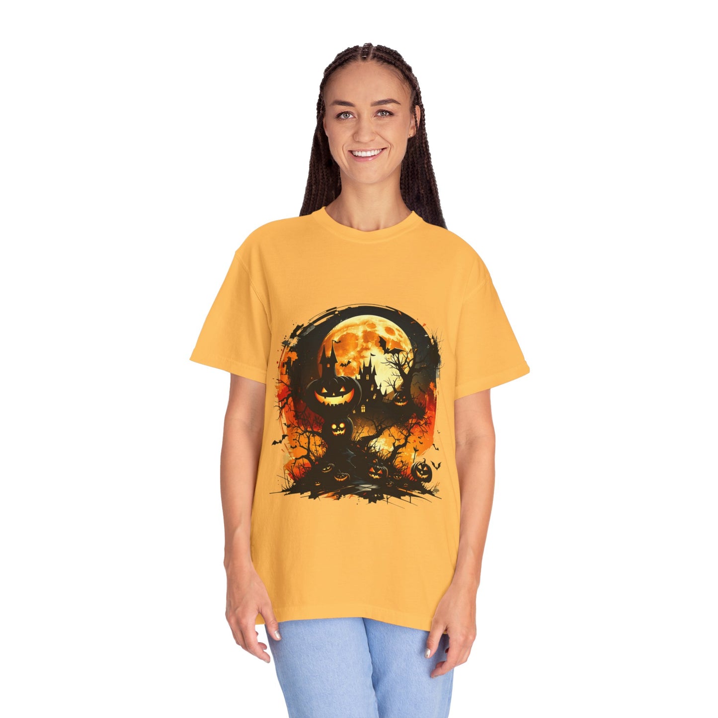 Halloween Moon Graphic T-shirt, Unisex Spooky Shirt, Fall Outfit, October Fest Tee, Halloween Party Wear, Trick or Treat T-shirt