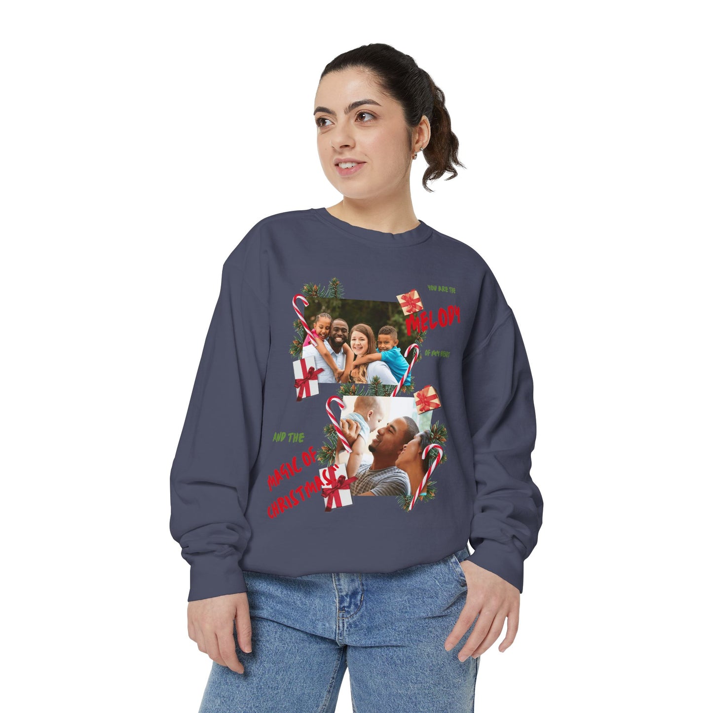Personalized Christmas Photo Sweatshirt – “You Are the Melody” Holiday Crewneck
