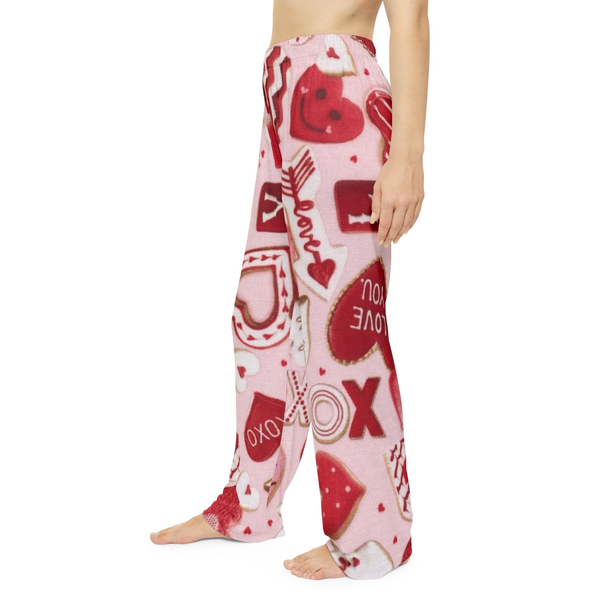 Valentine Heart Pattern Pajama Pants — Women's Cozy Pink Love Lounge Bottoms