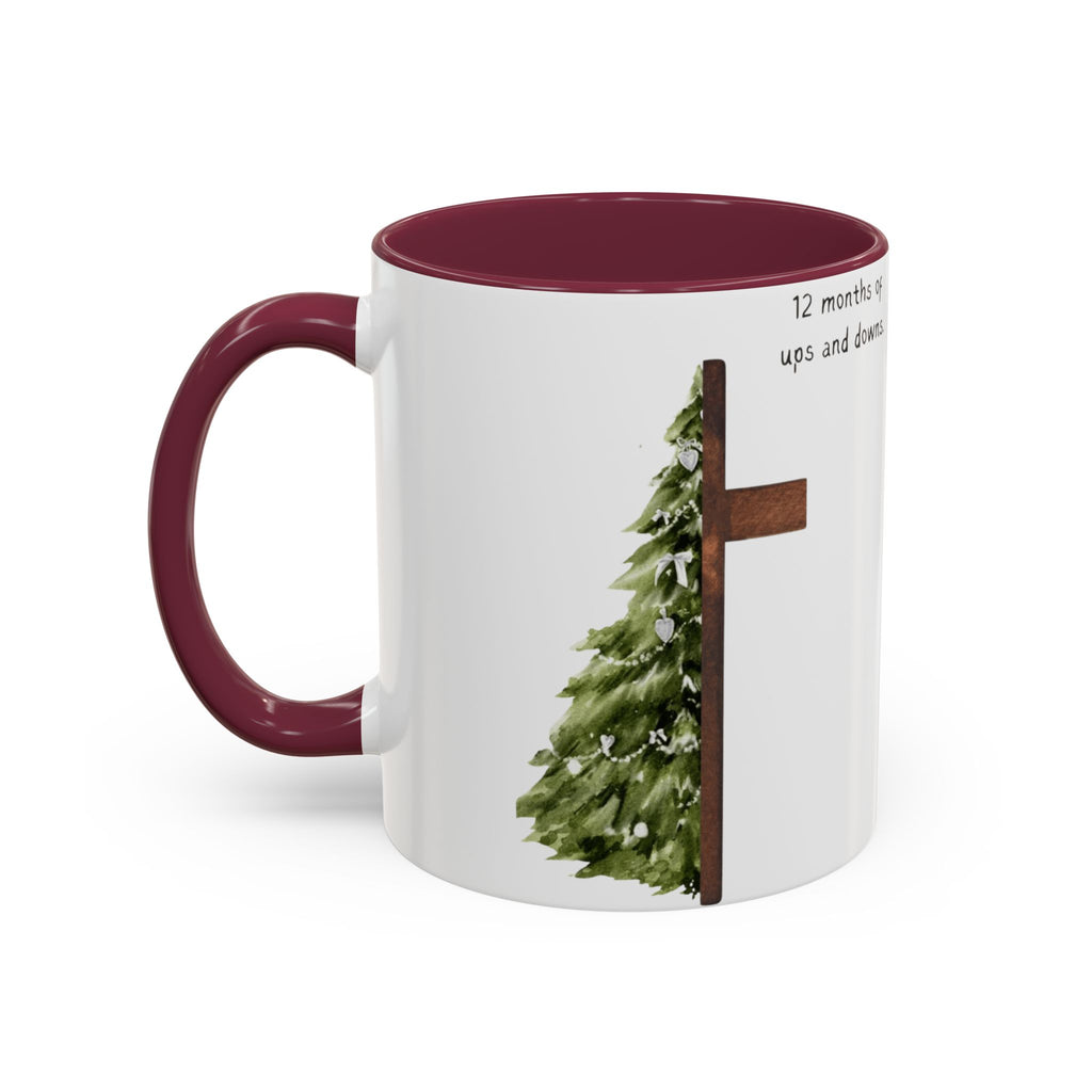 Christian Cross & Pine Tree Mug — Faith Reminder Coffee Cup (11oz/15oz)