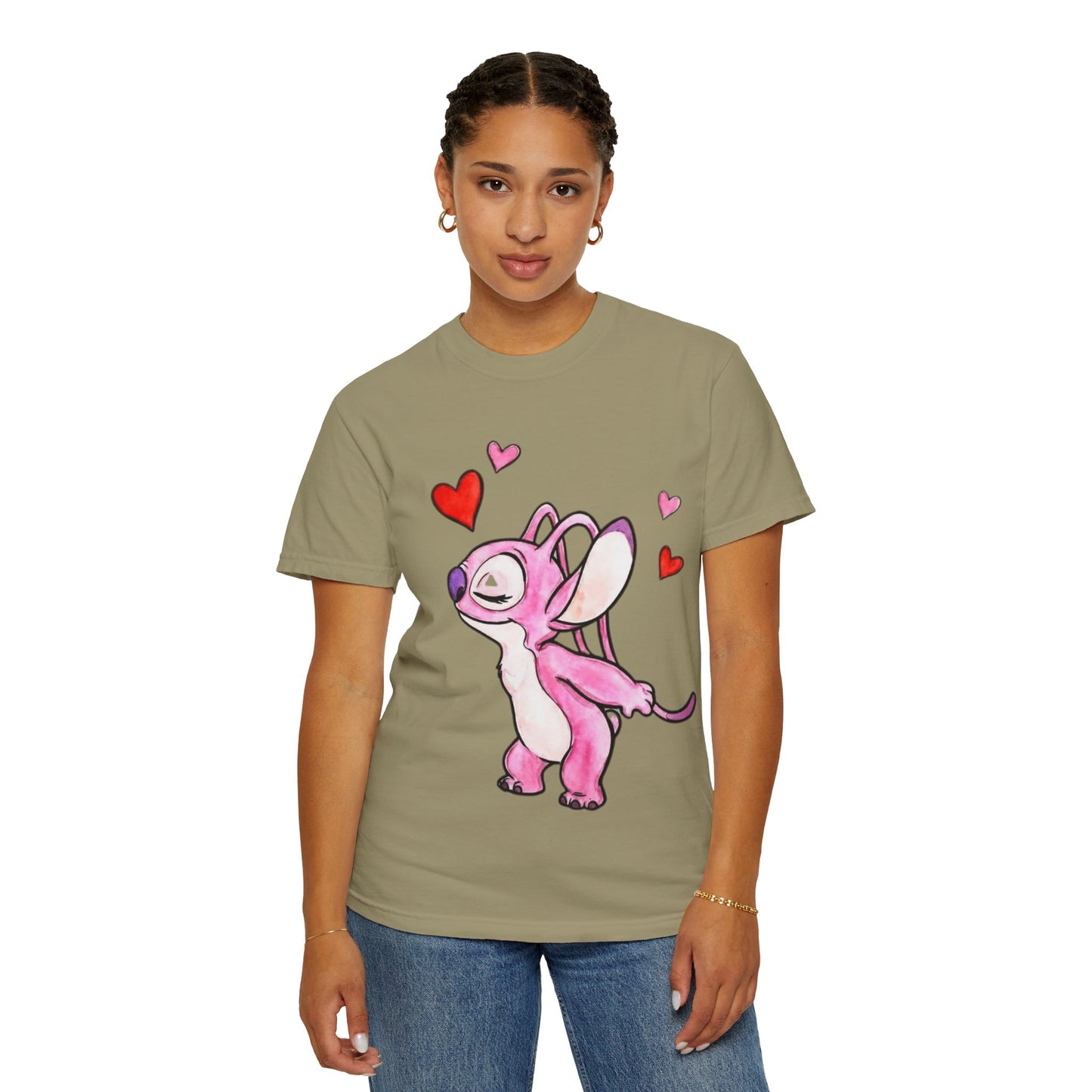 T-Shirt — Cute Pink Cartoon Creature with Hearts | Valentine’s Gift Tee