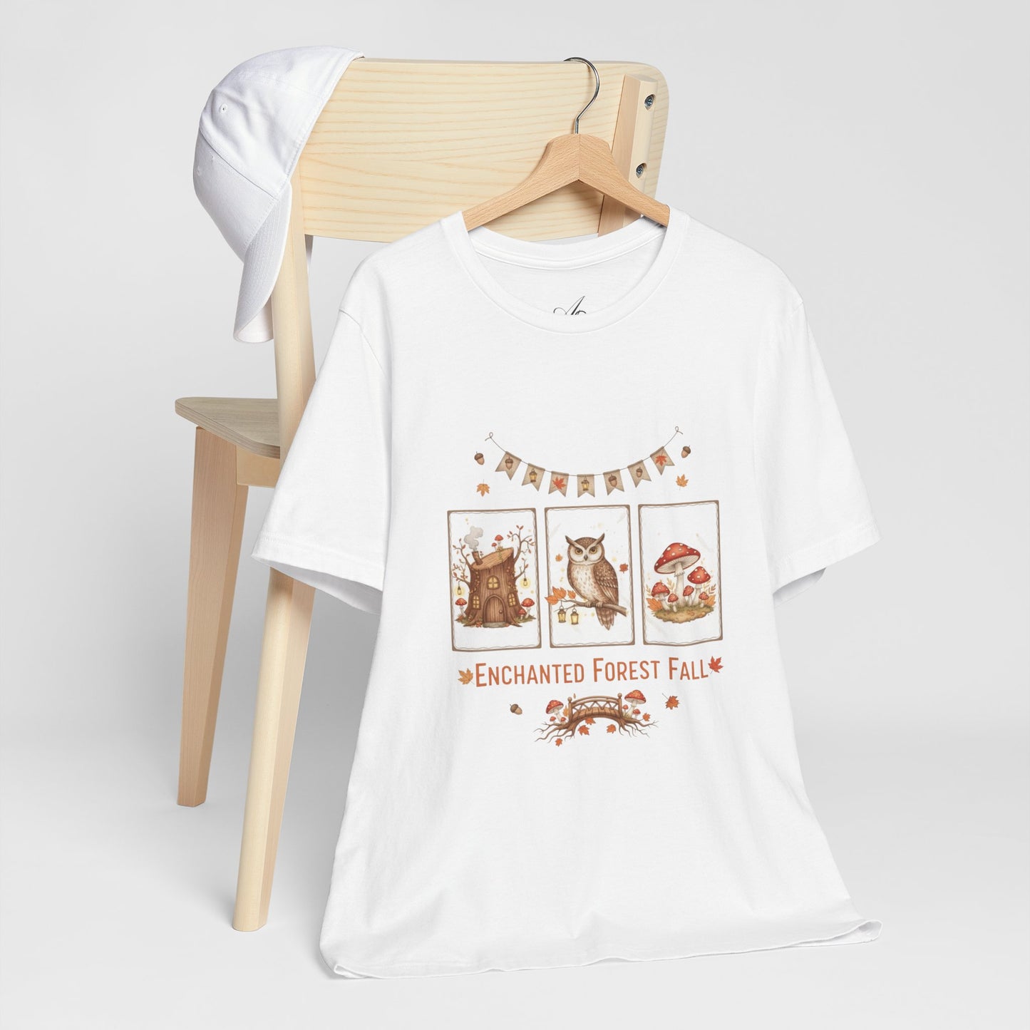 Enchanted Forest Fall Tee, Cute Owl Shirt, Autumn Graphic Tee, Nature Lover Gift, Cozy Fall Apparel, Wildlife T-Shirt, Unisex Fall Top