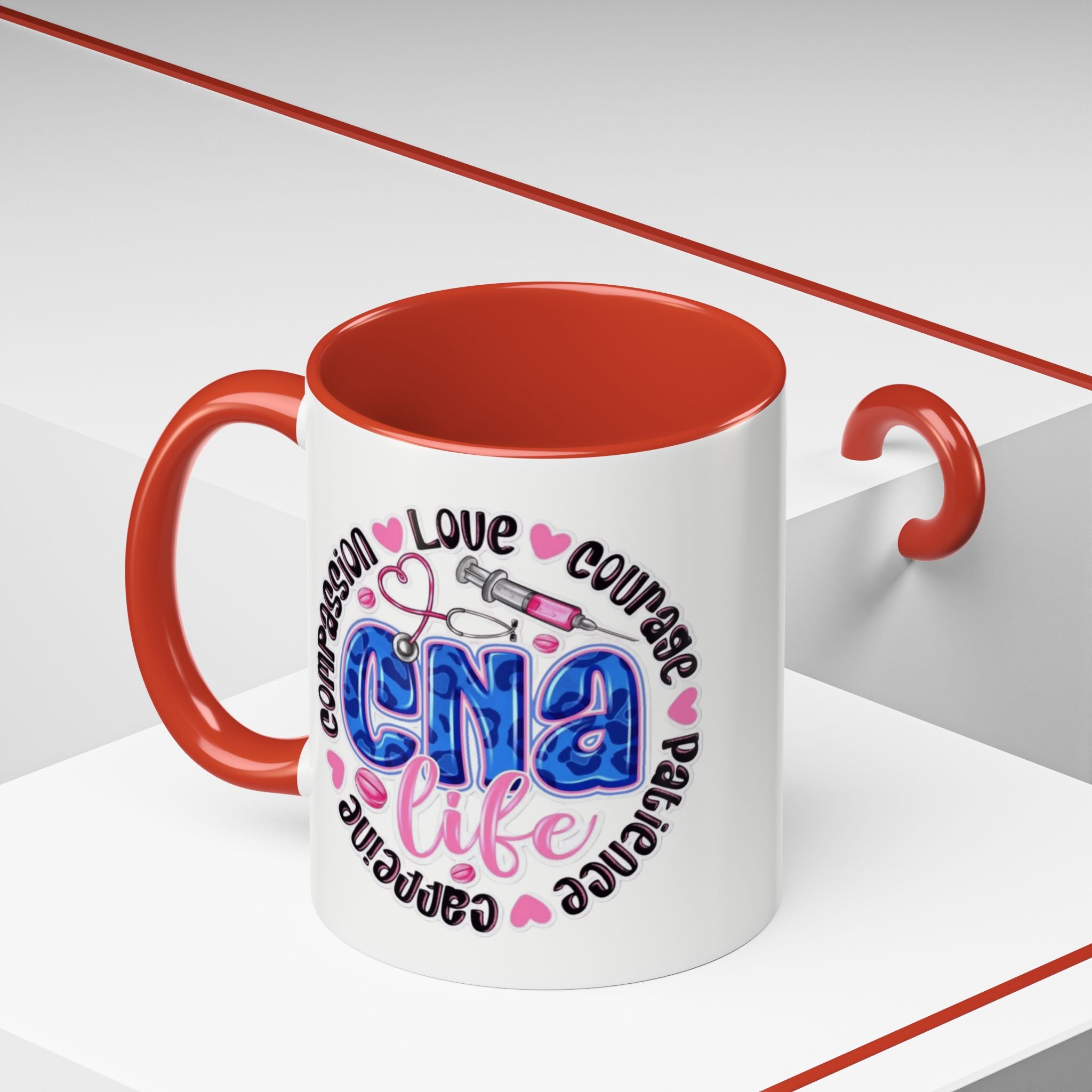 CNA Life Coffee Mug — Compassion, Courage & Patience Accent Mug (11/15oz) Medical Christmas Mug