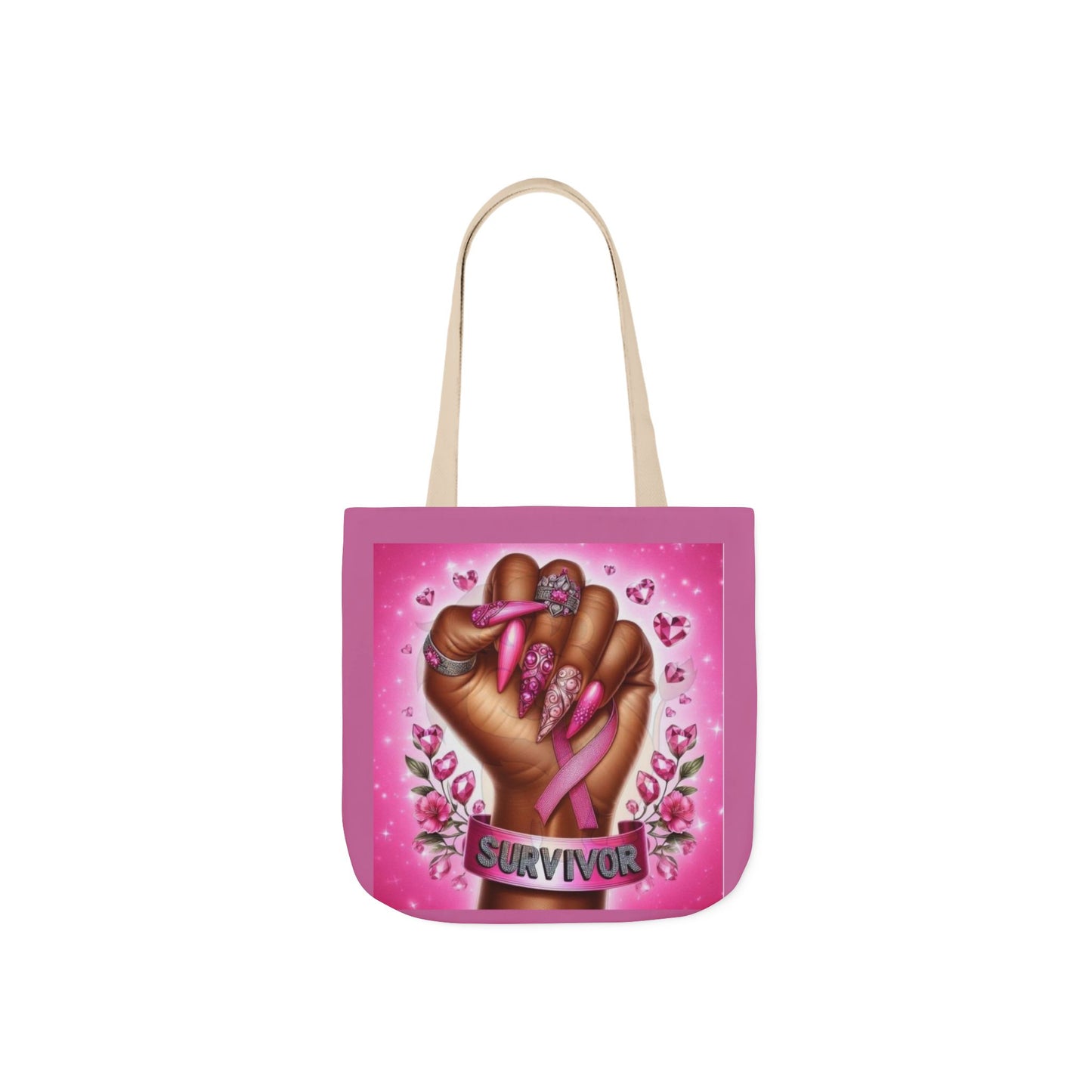 Breast Cancer Survivor Tote Bag  Pink Ribbon Empowerment Canvas Tote