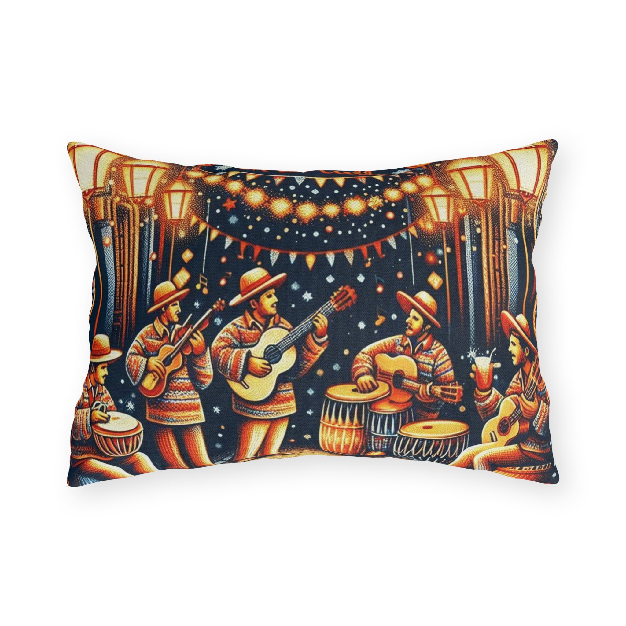 Puerto Rico Culture Pillow Outdoor Pillow  Parranda en la Calle Latin Street Music Festival Throw Pillow