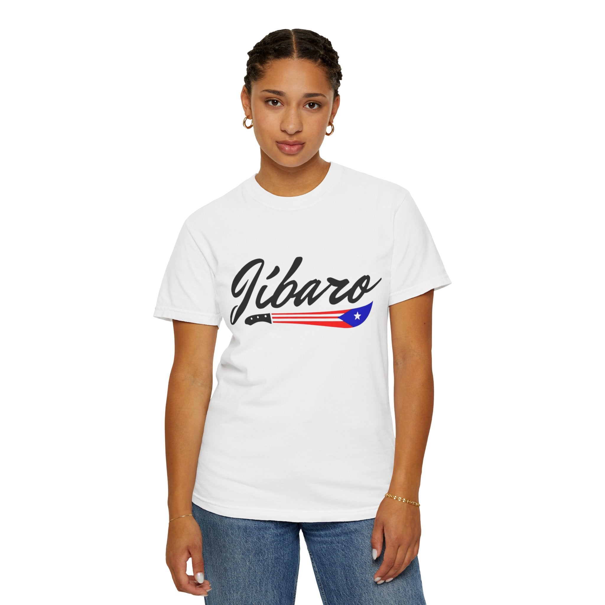 T-Shirt  "Jíbaro" Puerto Rican Heritage Tee (Back Machete  Sombrero de Paja Design) Puerto Rico’s Navidades