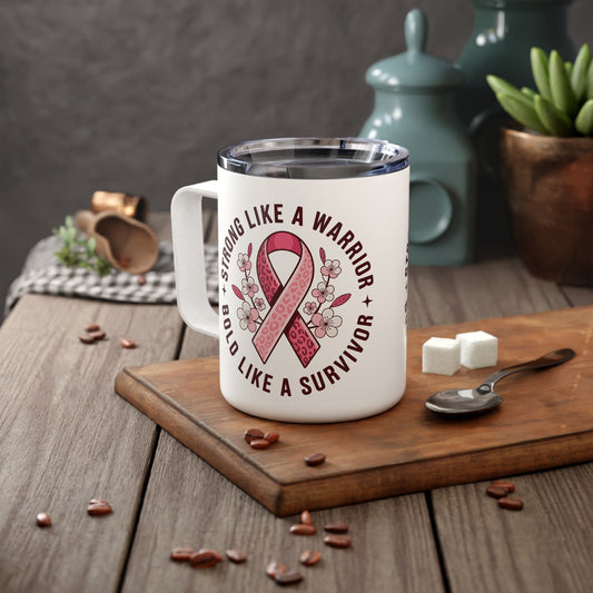 Cancer Survivor Mug WarriorMindset Inspirational Coffee Mug for Cancer Survivors - 10oz Insulated Travel Mug