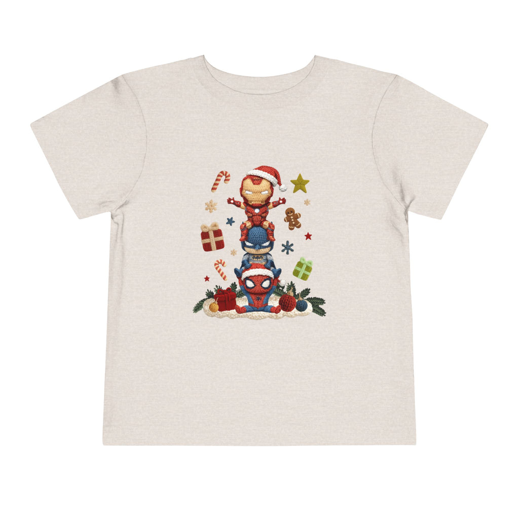Toddler Tee  Cute Stacked Superhero Christmas Pile christmas kids collection