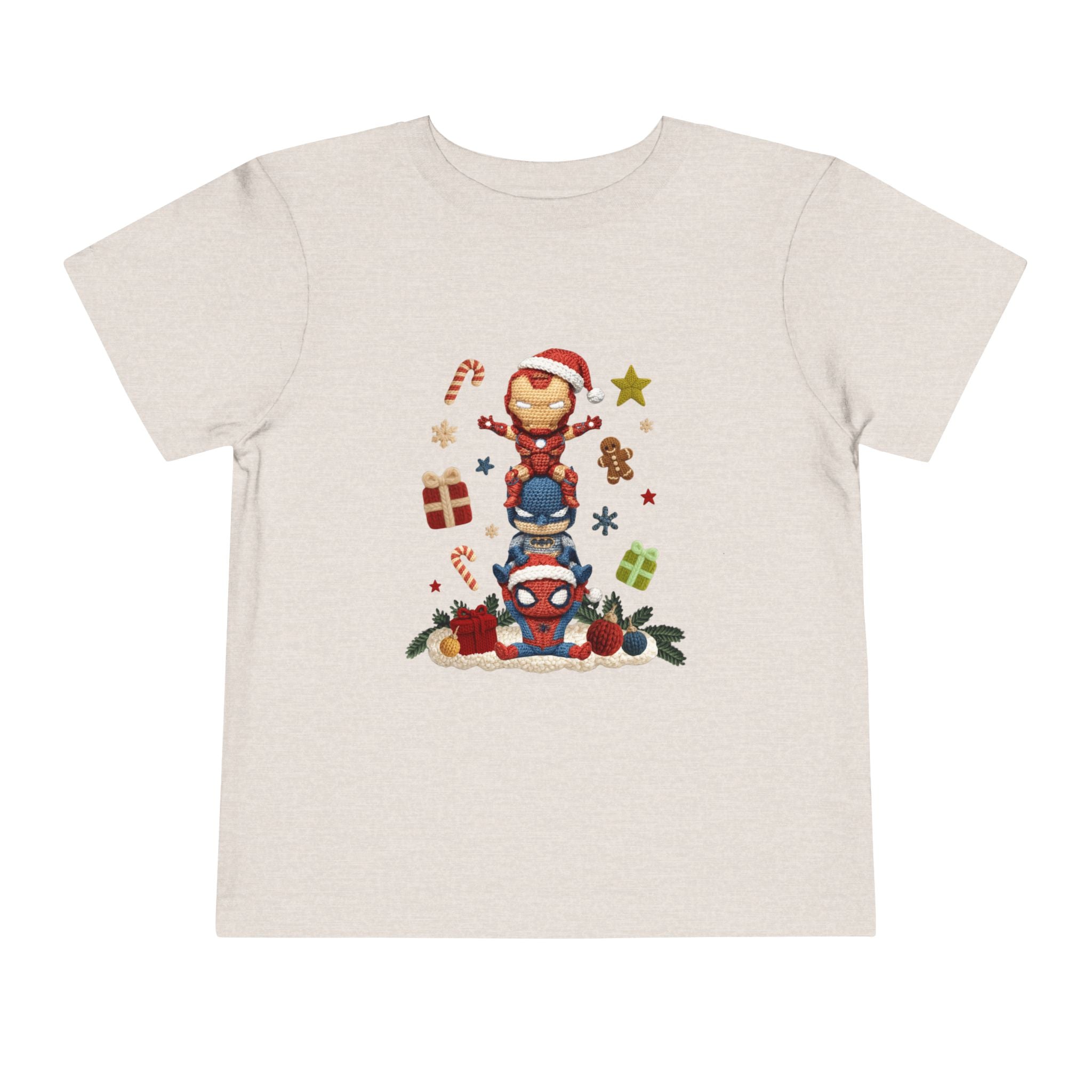 Toddler Tee  Cute Stacked Superhero Christmas Pile christmas kids collection