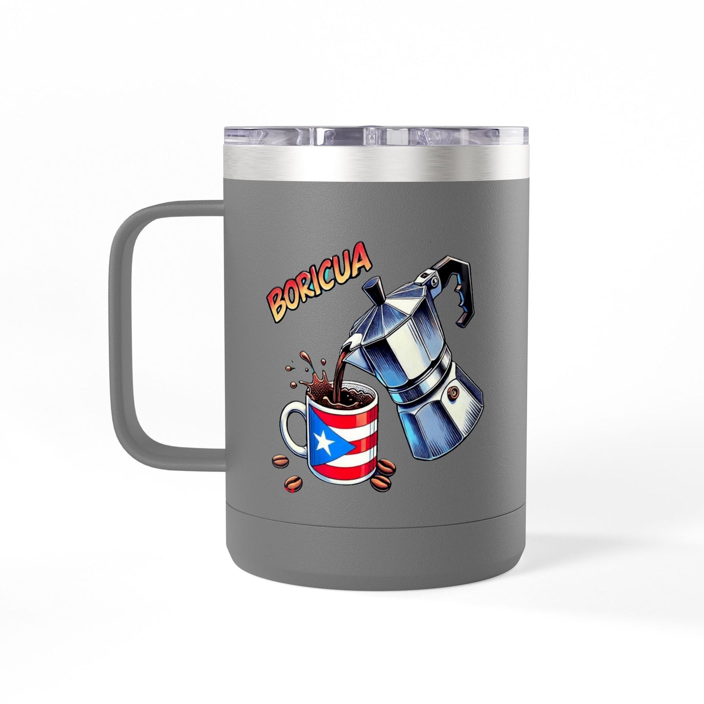 Puerto Rican Coffee Mug Tumbler, 15oz | Great Gift for Coffee Lovers, Unique Kitchen Decor, Perfect for Birthdays & Holidays