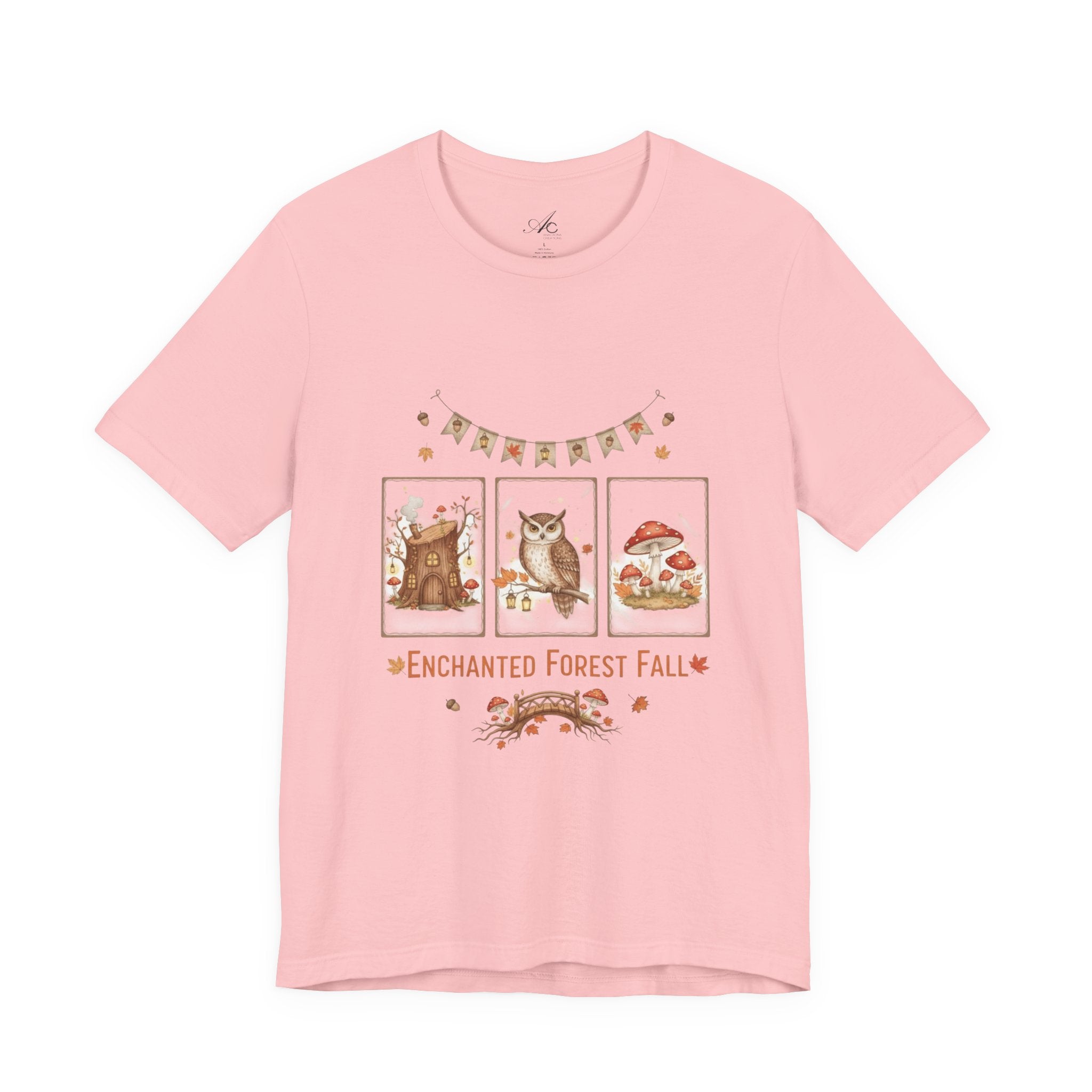 Enchanted Forest Fall Tee, Cute Owl Shirt, Autumn Graphic Tee, Nature Lover Gift, Cozy Fall Apparel, Wildlife T-Shirt, Unisex Fall Top