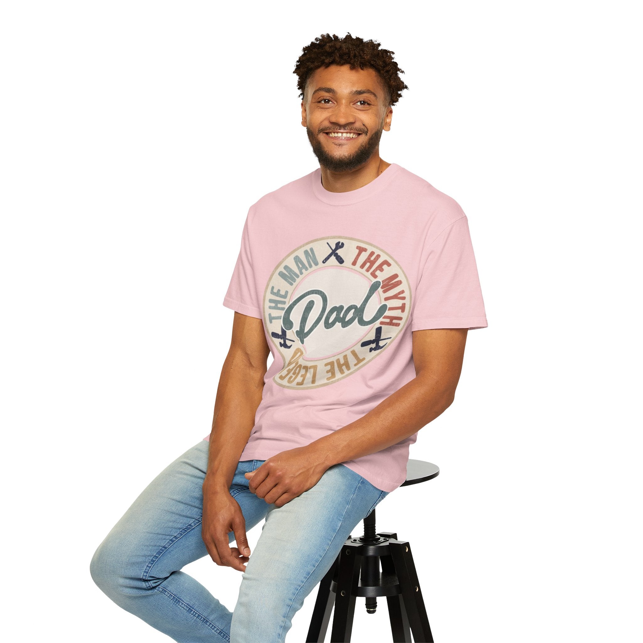 Dad Retro Badge T-Shirt — “Dad: The Man, The Myth, The Legend” Father’s Day Tee