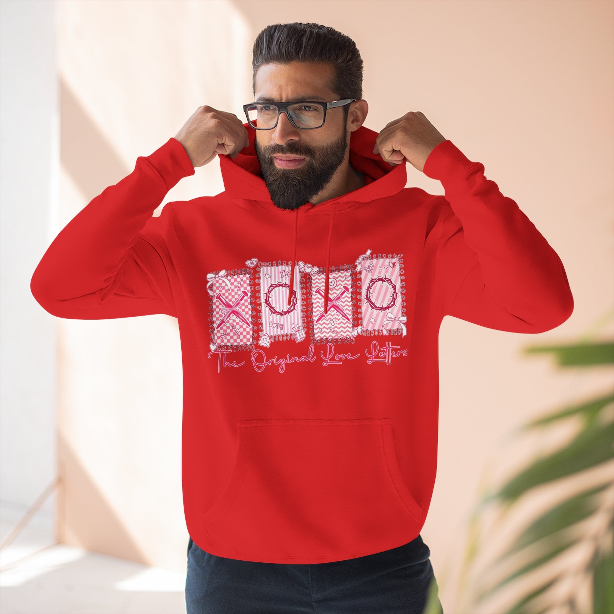 Hoodie  Pink XOXO Three Panel Love Letters Fleece Hoodie