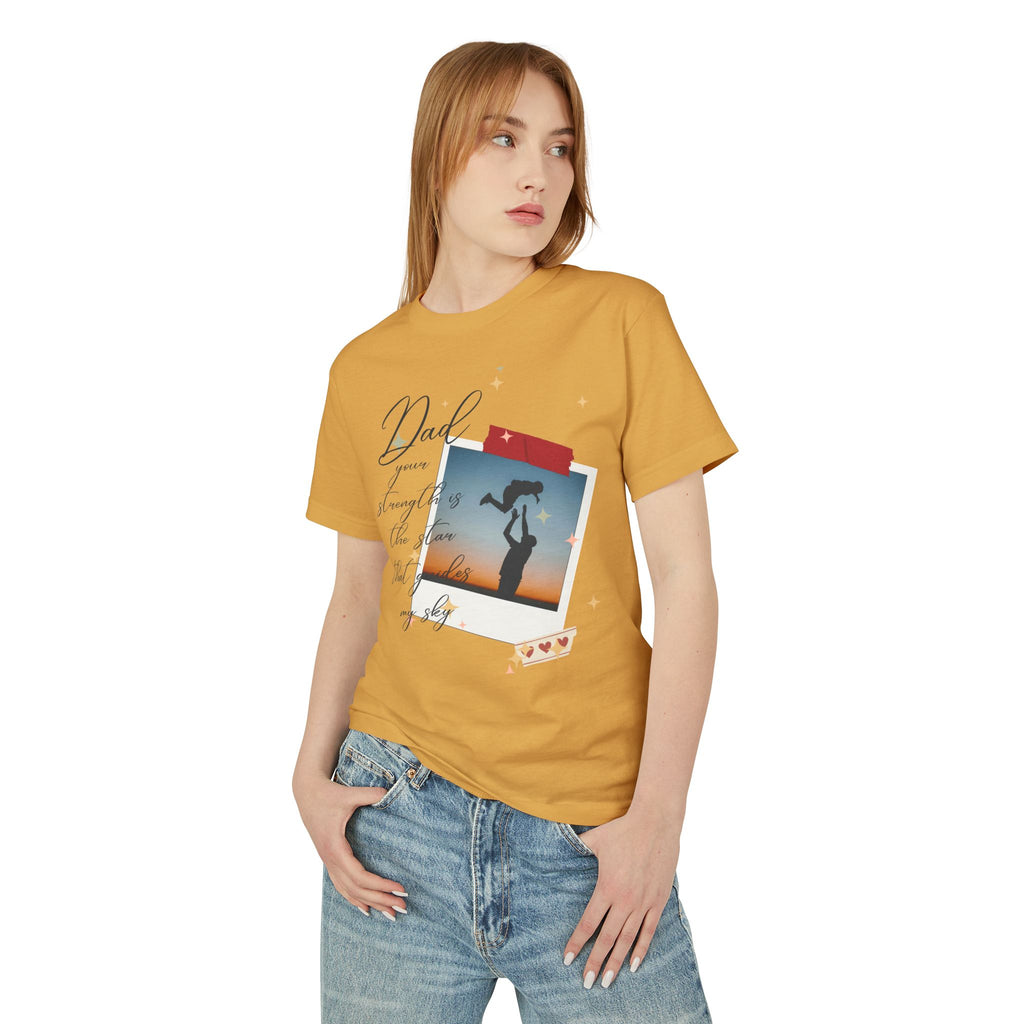 Dad & Daughter Sunset Photo Tee — "Dad, you're stronger than the storm"