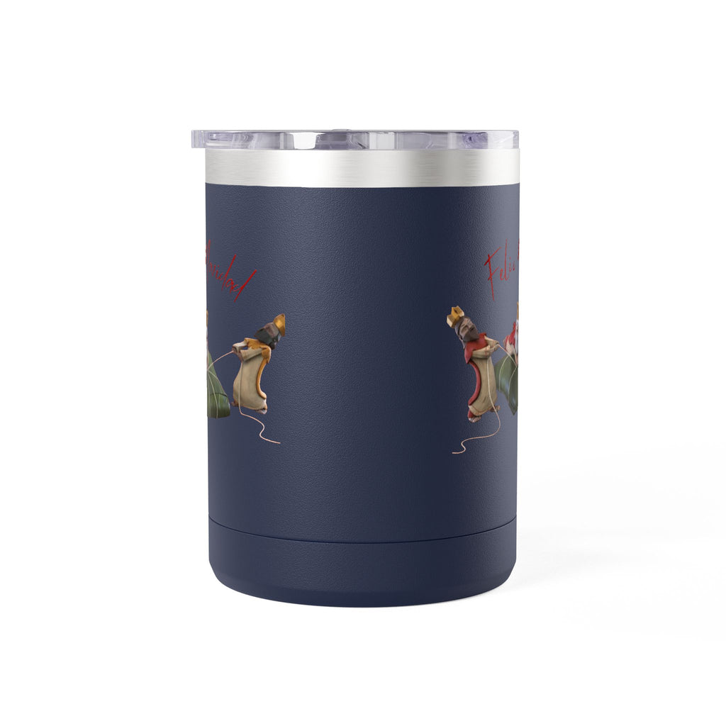 3 KINGS Holiday Travel Tumbler — 'Feliz Navidad' Dachshund Santa Design Coffee Cup for Fun Celebrations