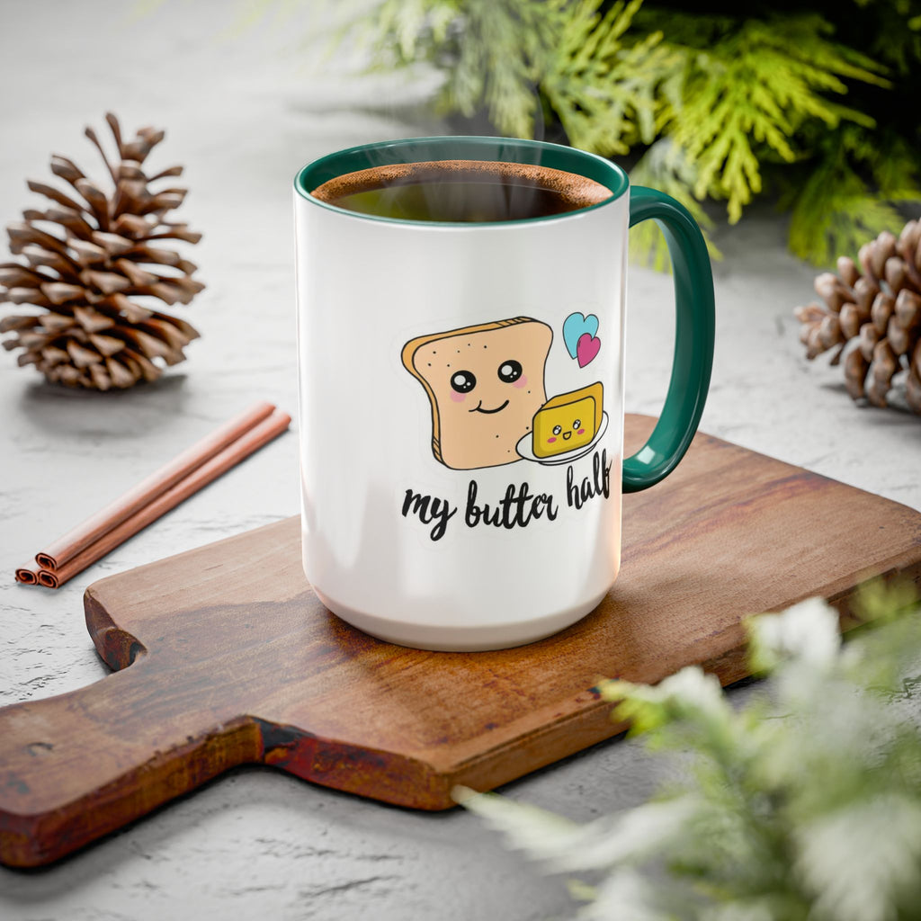 Motivational & Funny Quote Mugs Uplifting Coffee Cup Gifts Cute Foodie Relationship Mug My Butter Half Design, Colorful 11oz & 15oz