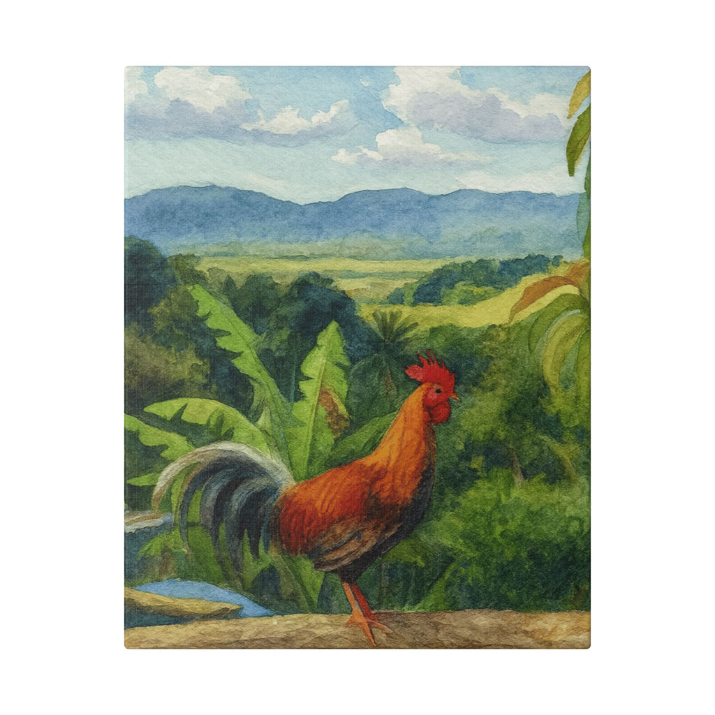 These Puerto Rico inspired Rooster Morning Landscape Canvas