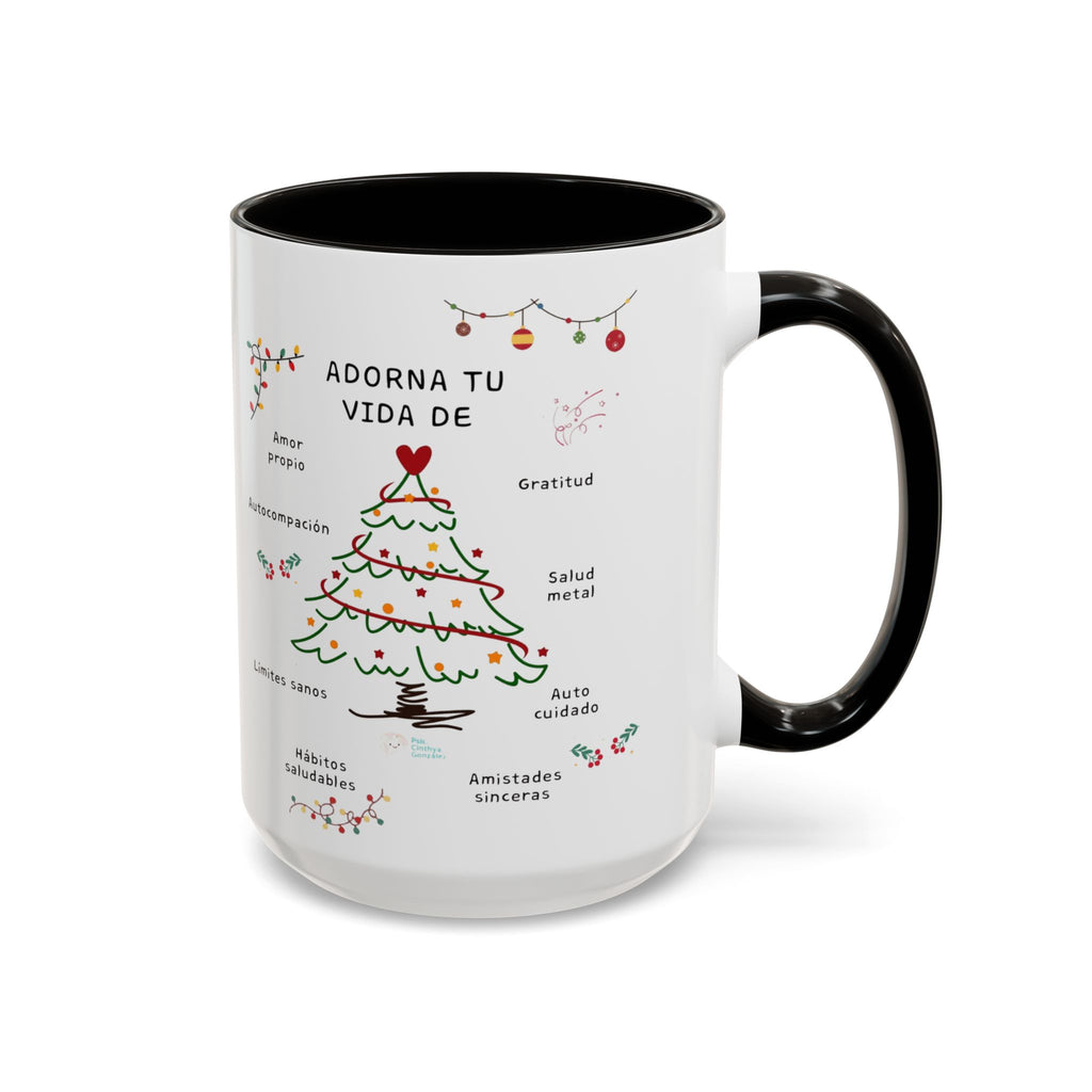 Mug — 'Adorna Tu Vida' Christmas Tree Spanish Holiday Coffee Mug (11oz/15oz)
