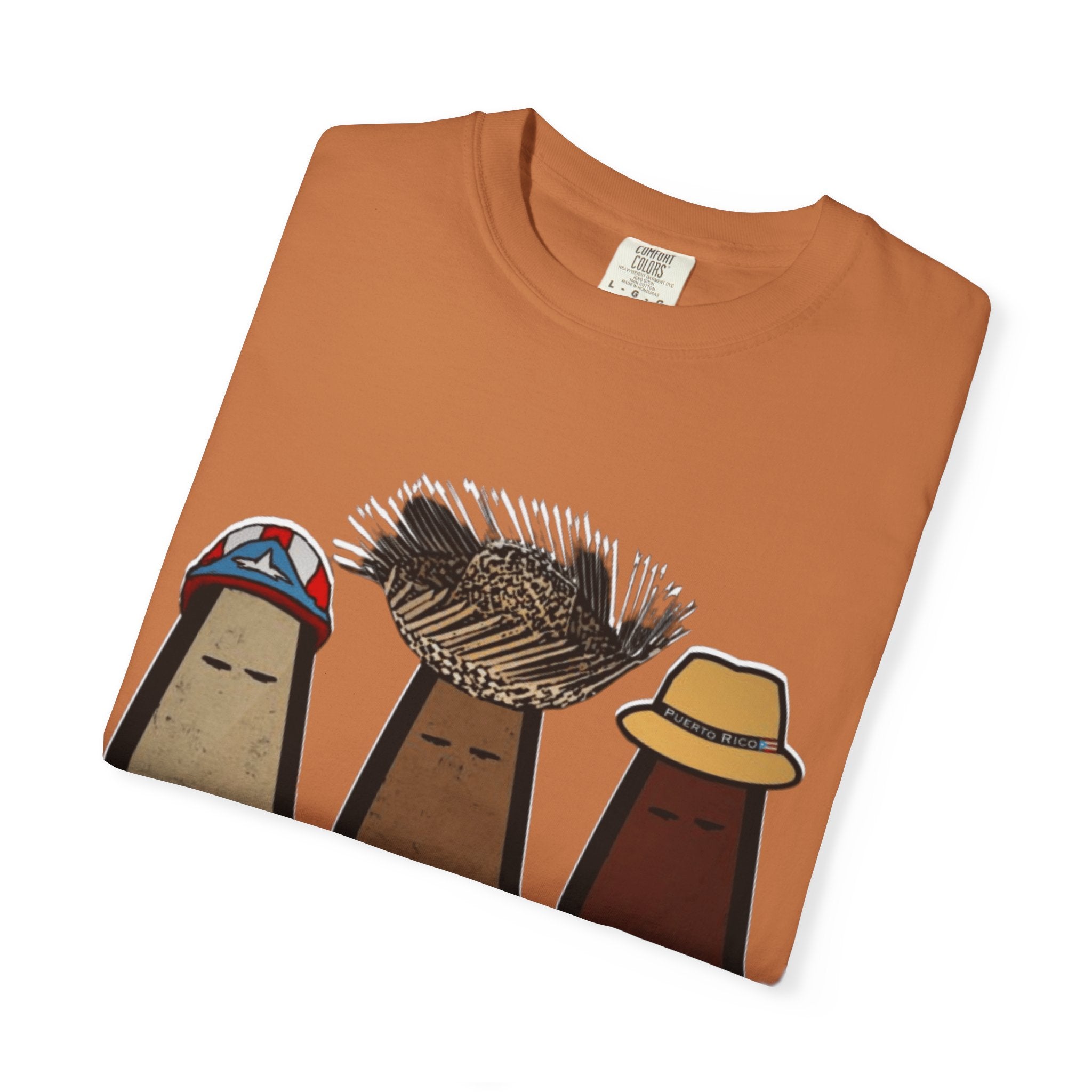Puerto Rican Batey Cabin T-Shirt  Three Masks & Rustic House Graphic Tee Puerto Rico Navidades