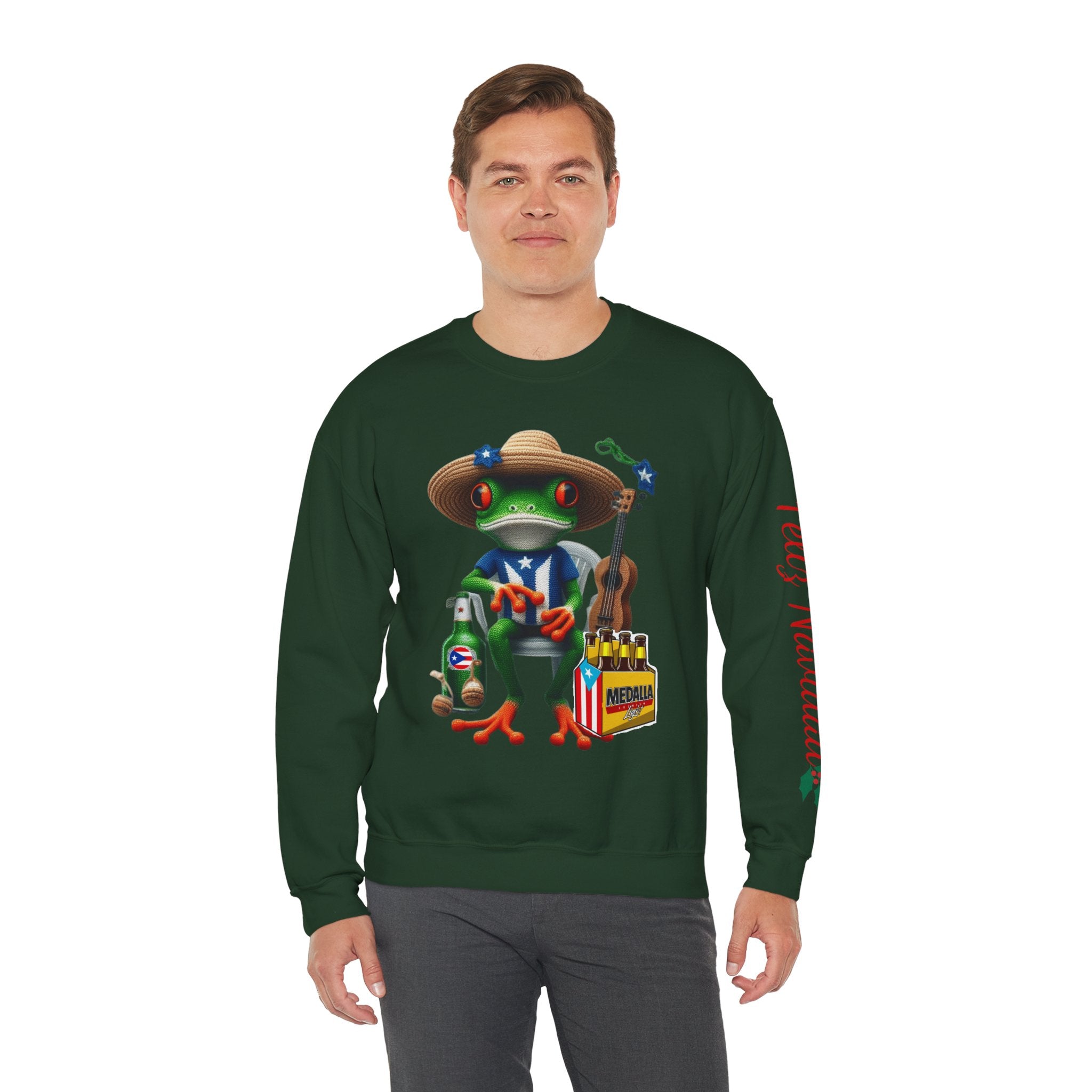 Frog Coqui Crewneck Sweatshirt – Coquito y Medalla Puerto Rican Vibes