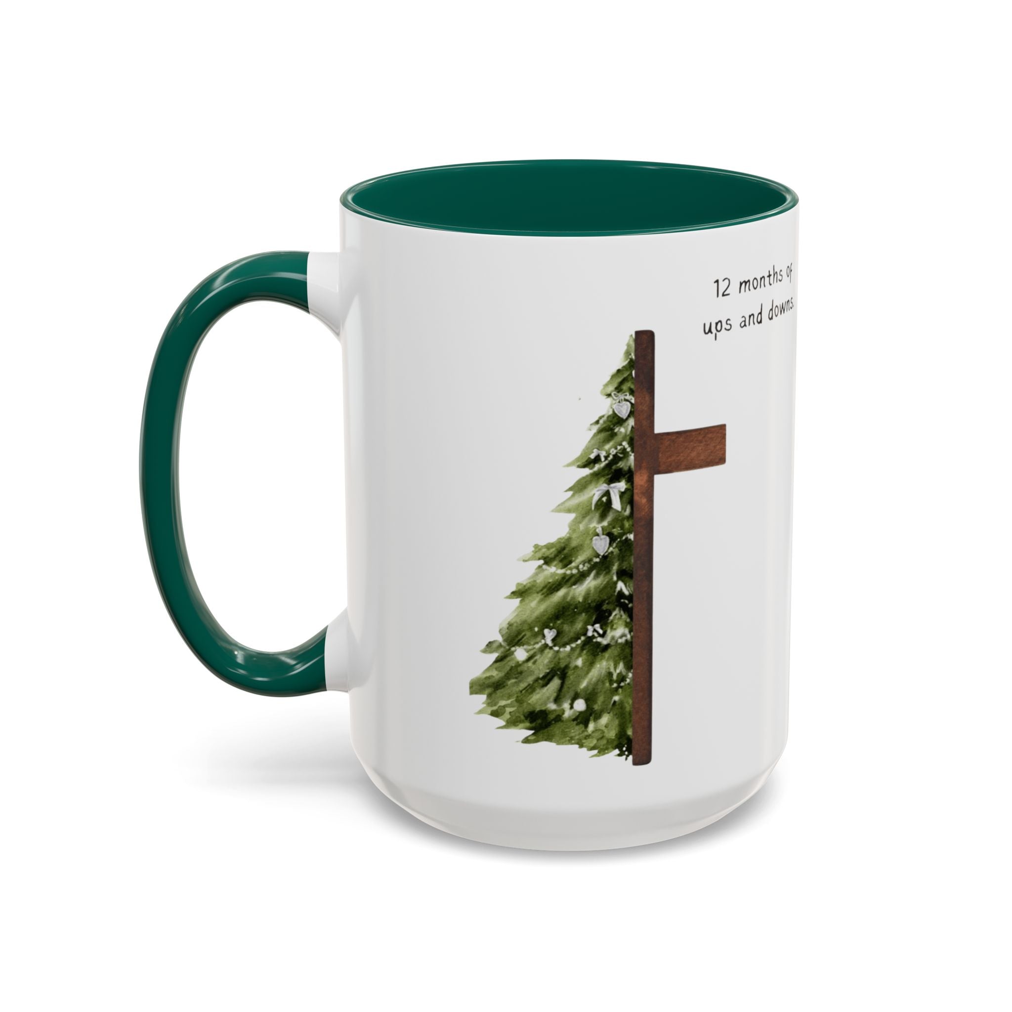 Christian Cross & Pine Tree Mug — Faith Reminder Coffee Cup (11oz/15oz)