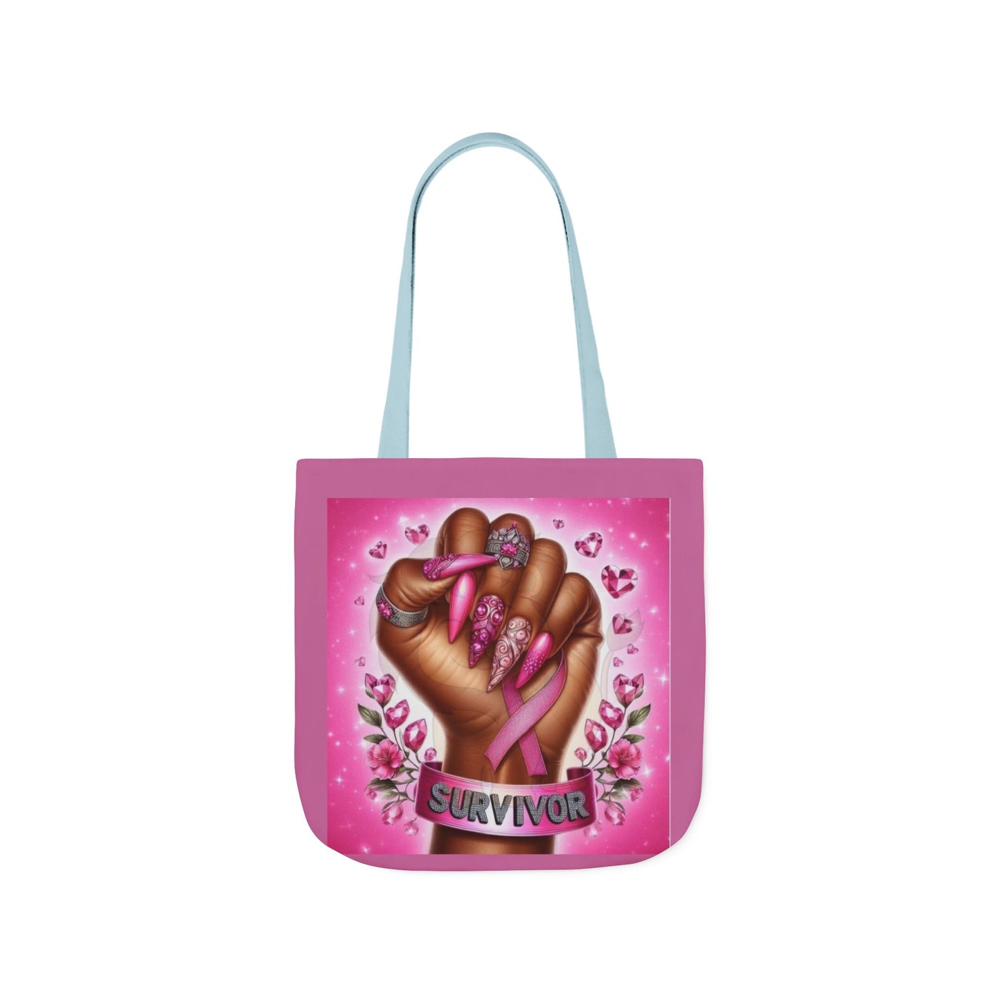 Breast Cancer Survivor Tote Bag  Pink Ribbon Empowerment Canvas Tote