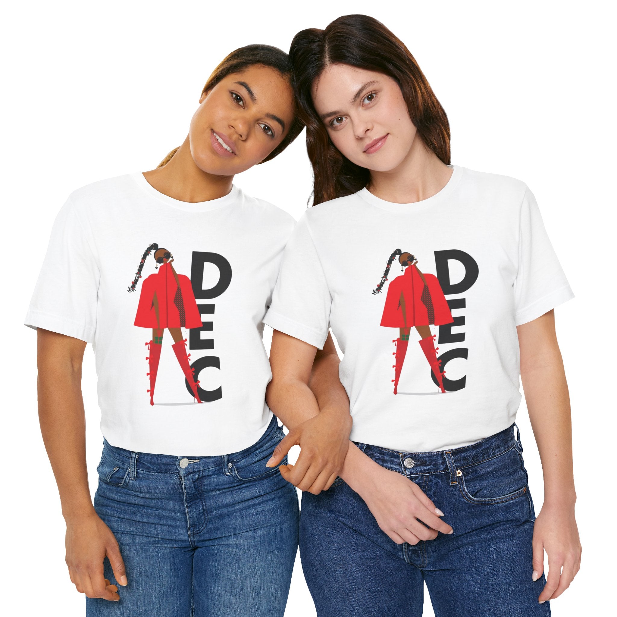 December Fashion Tee  Red Coat Model Graphic Shirt