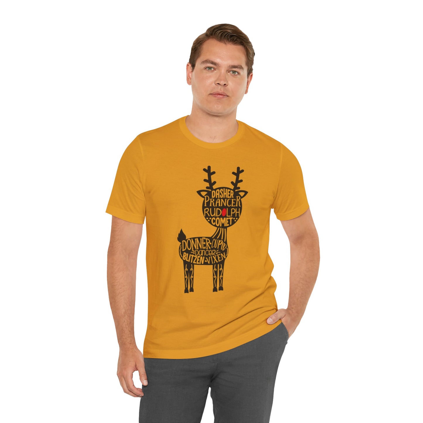 Christmas Reindeer Graphic Tee - Unisex Jersey Short Sleeve Shirt