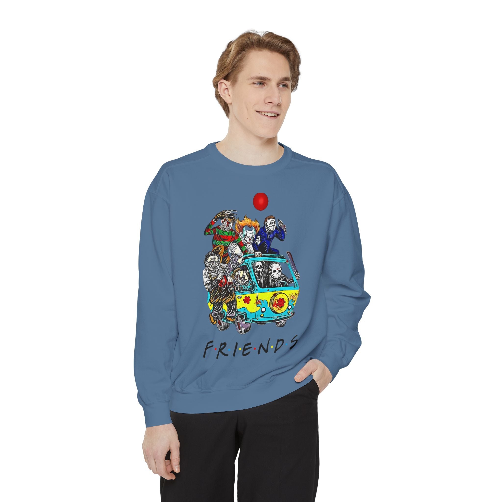 Friends-Inspired Unisex Garment-Dyed Sweatshirt, Cozy Casual Wear, Unique Graphic Sweatshirt, Perfect Gift, Everyday Style
