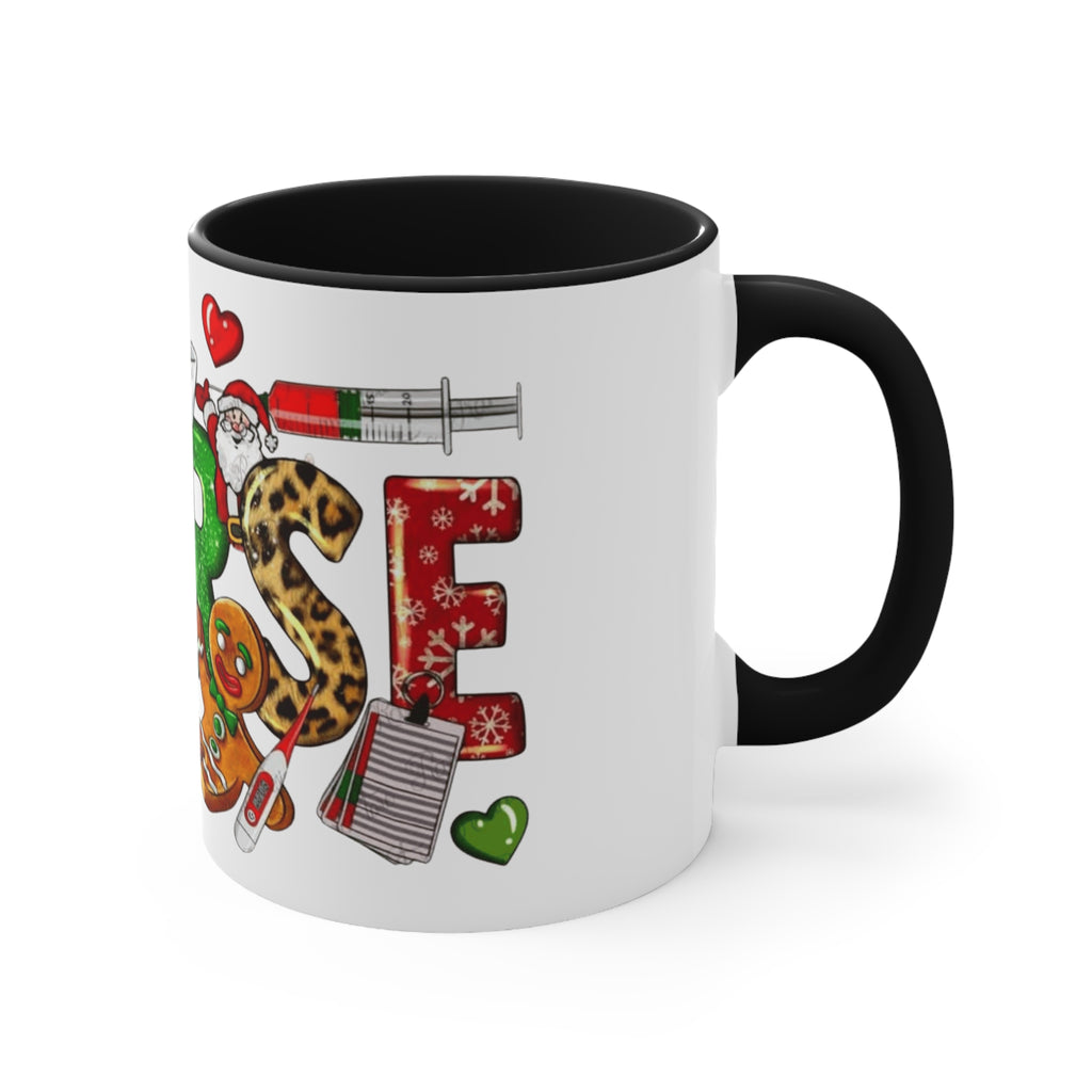 Christmas Nurse Accent Mug — Festive Healthcare Holiday Coffee Cup with Gingerbread & Candy Cane Design Medical Christmas Mug