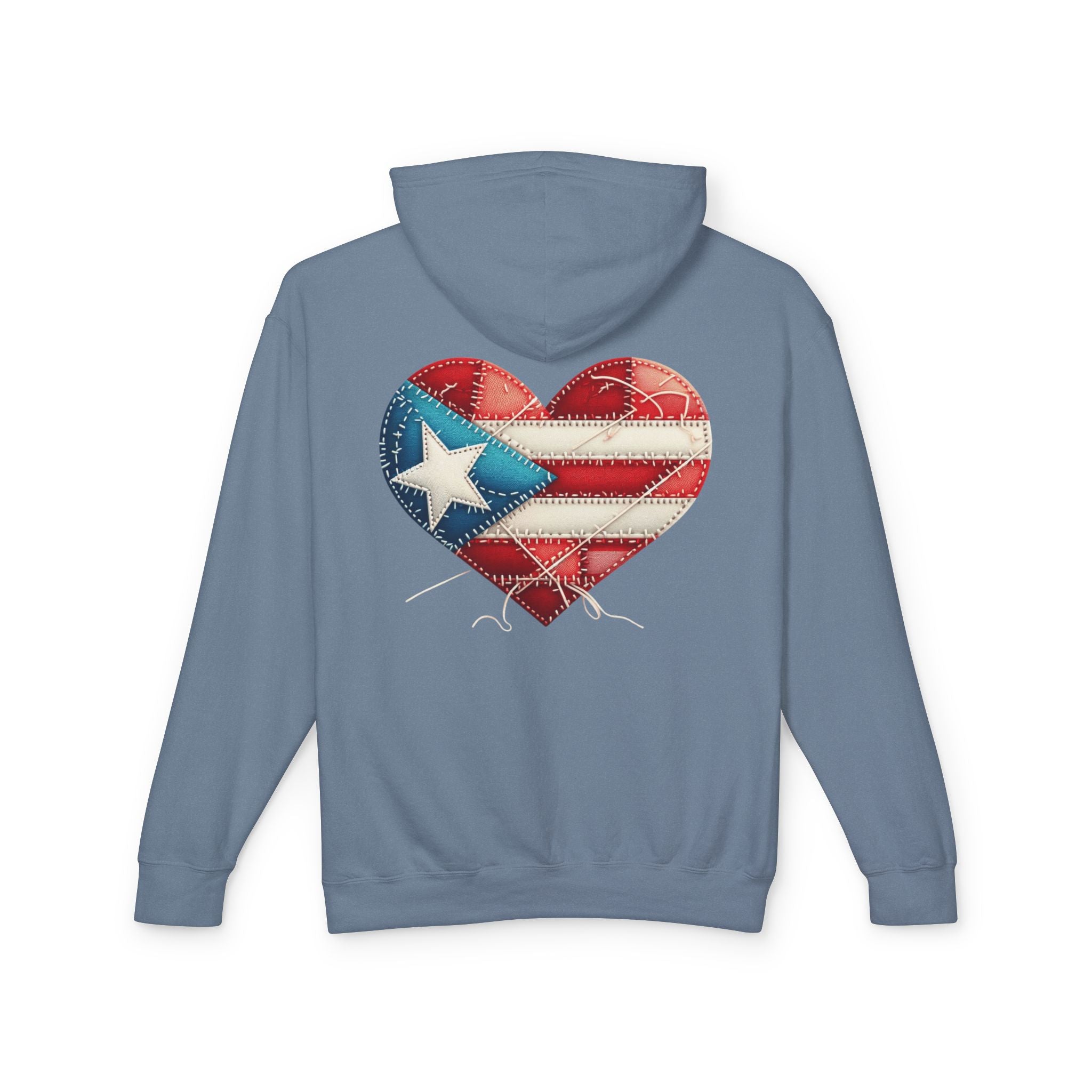 Jíbara Hoodie — Puerto Rican Heart Flag Lightweight Hooded Sweatshirt
